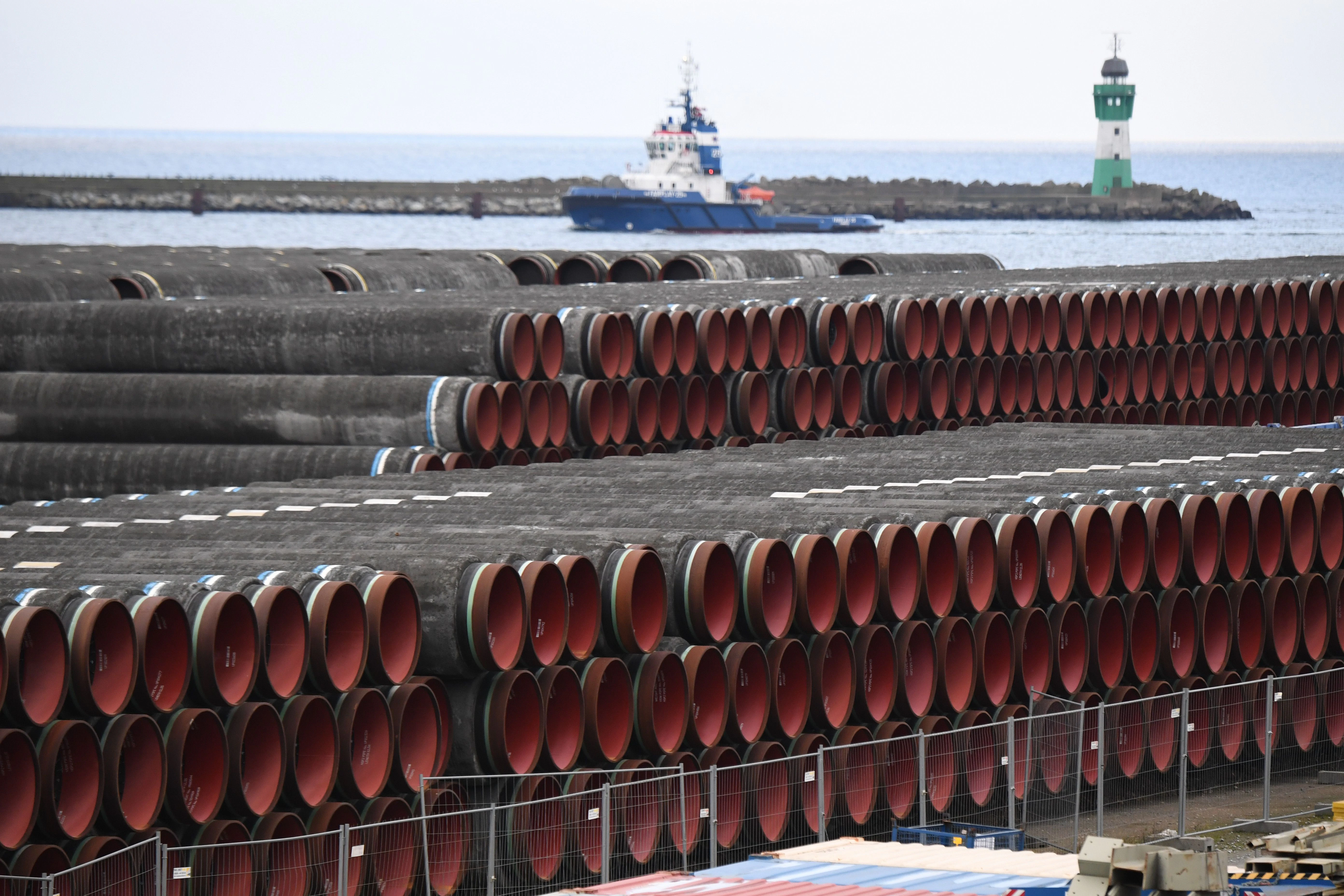Rohre für den Bau der Erdgaspipeline Nord Stream 2.