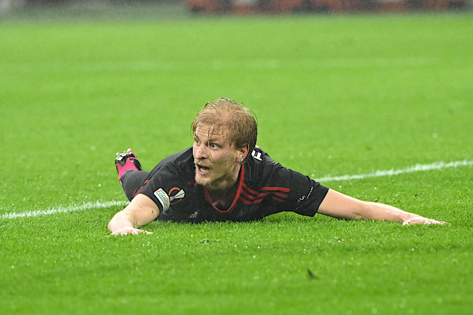 Kann es nicht fassen: Morten Thorsby ärgert sich über sein aberkanntes Tor für den 1. FC Union in der Europa League bei Ajax Amsterdam.&nbsp;