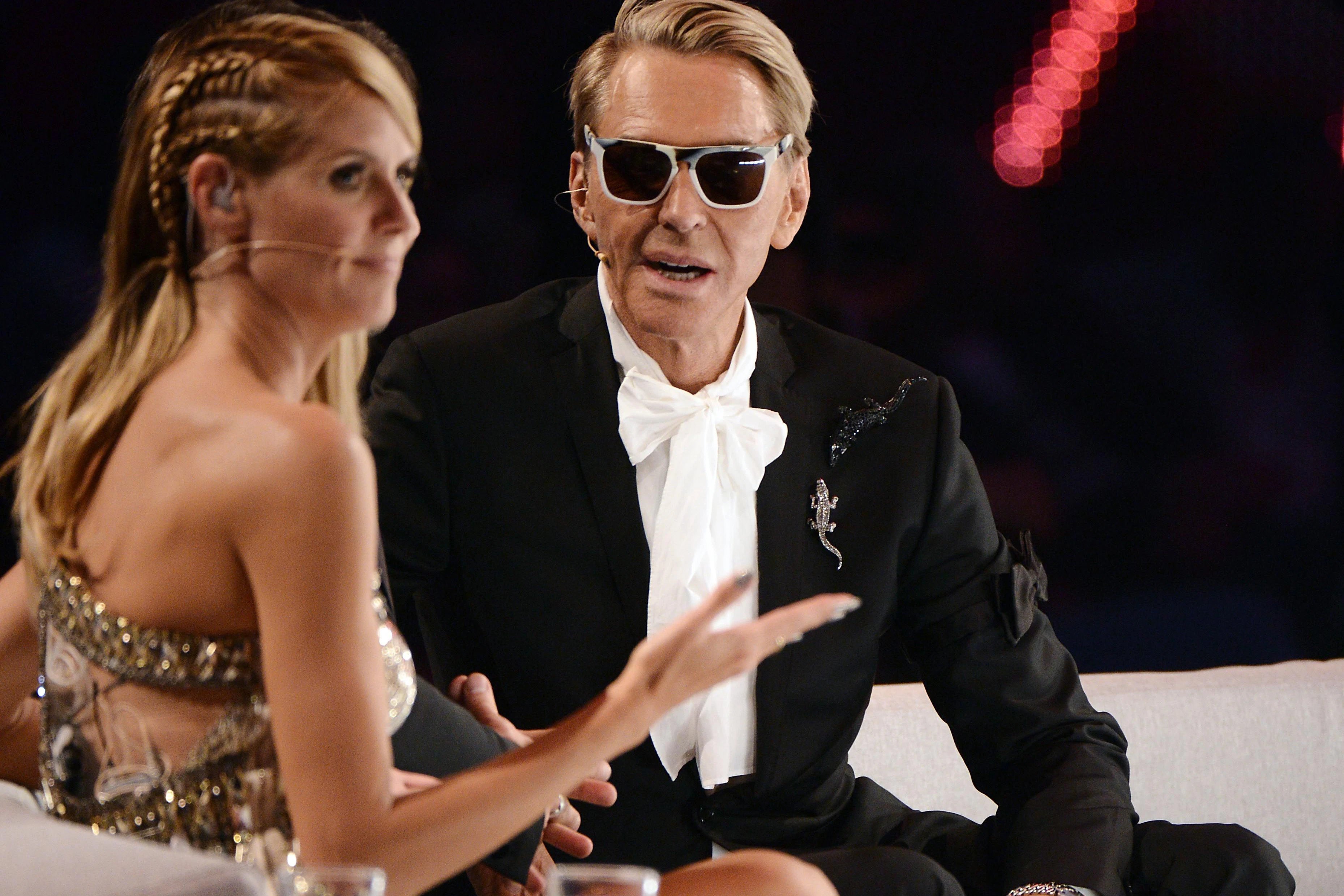 Fahrig und verstört: Wolfgang Joop 2014 neben Heidi Klum beim Finale von „Germany’s Next Topmodel“