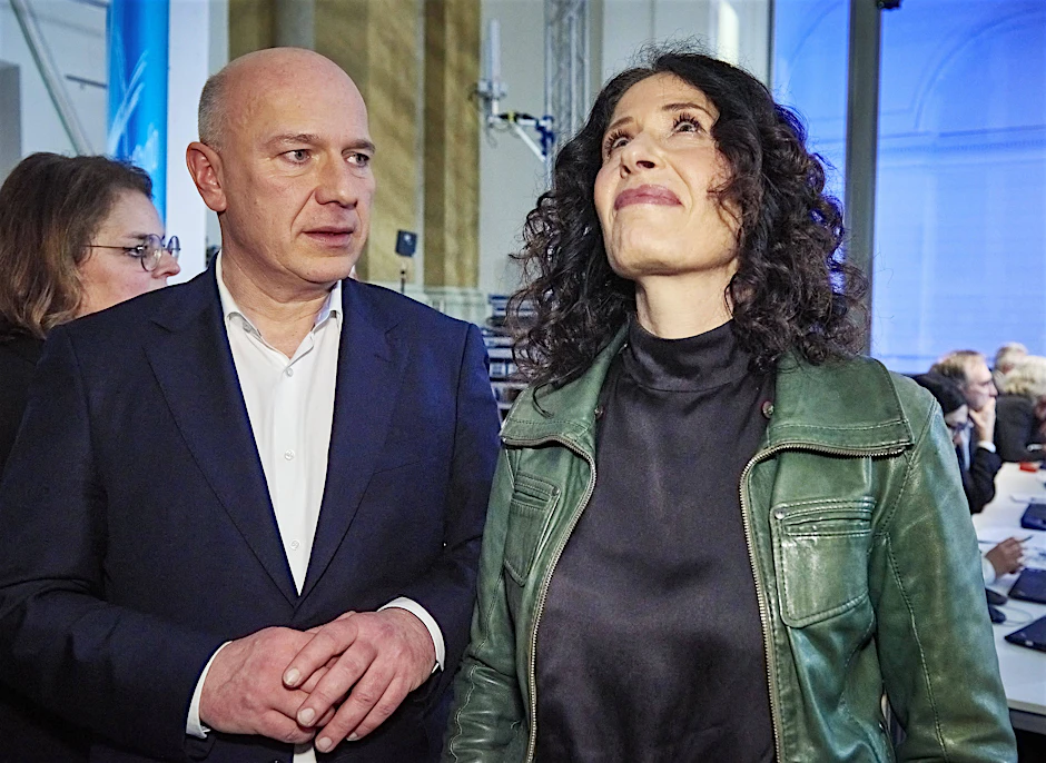 Kai Wegner und Bettina Jarasch vor ihrem ersten Sondierungsgespräch vergangenen Freitag