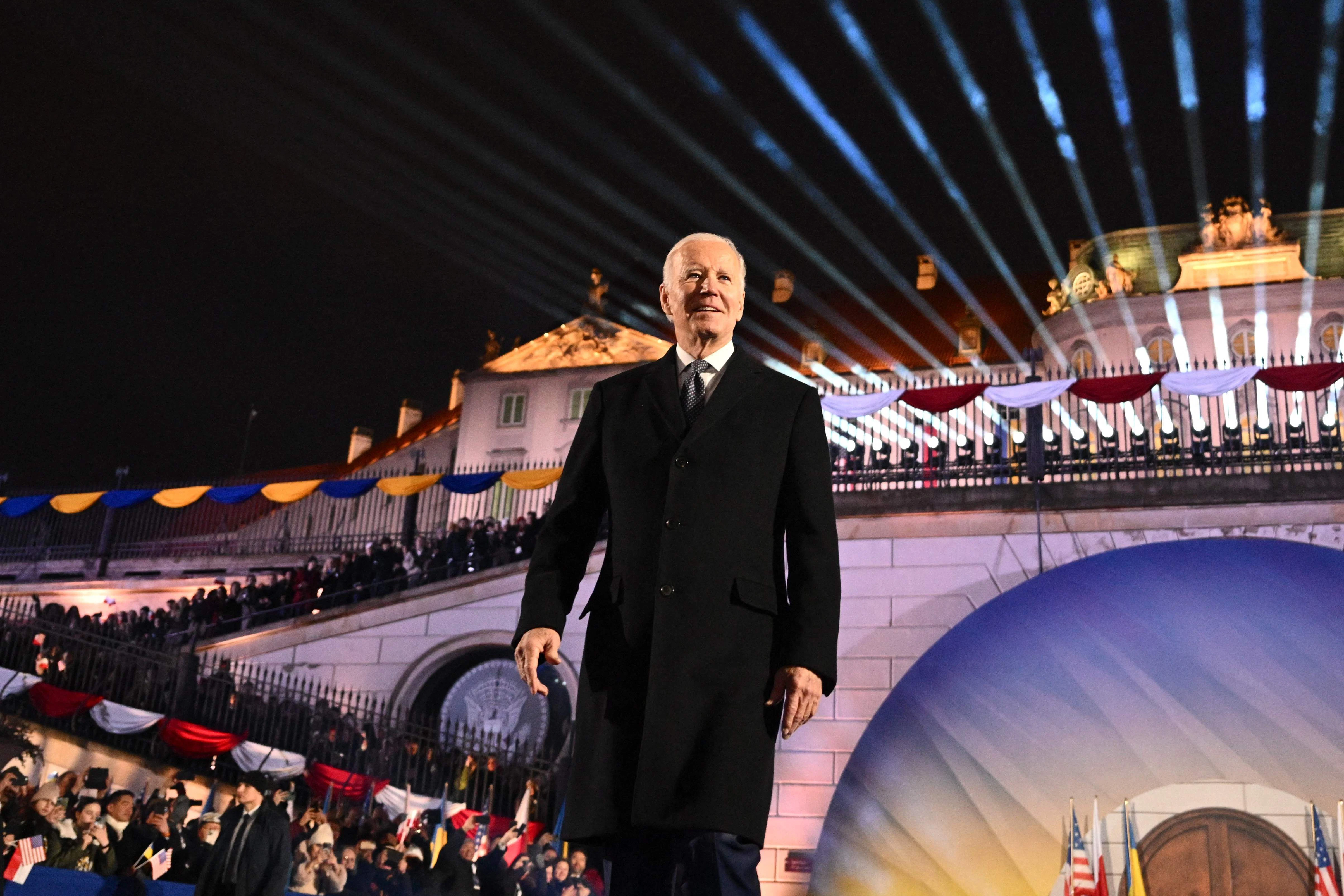 Joe Biden auf der Bühne kurz vor seiner Rede&nbsp;