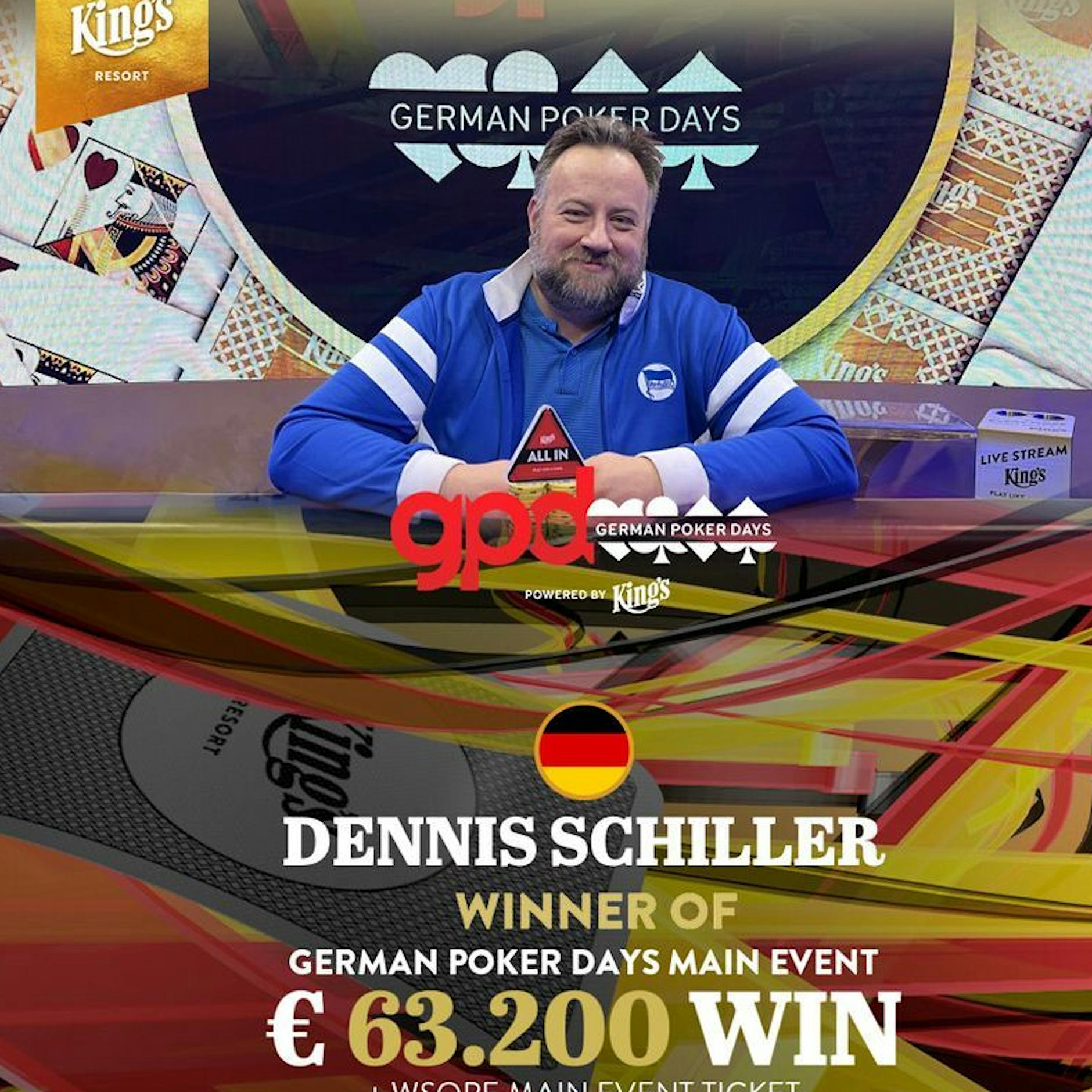 Magischer Moment: Wenn man vor dem Anpfiff Pokerkönig Dennis Schiller trifft, kann Hertha BSC nur gewinnen