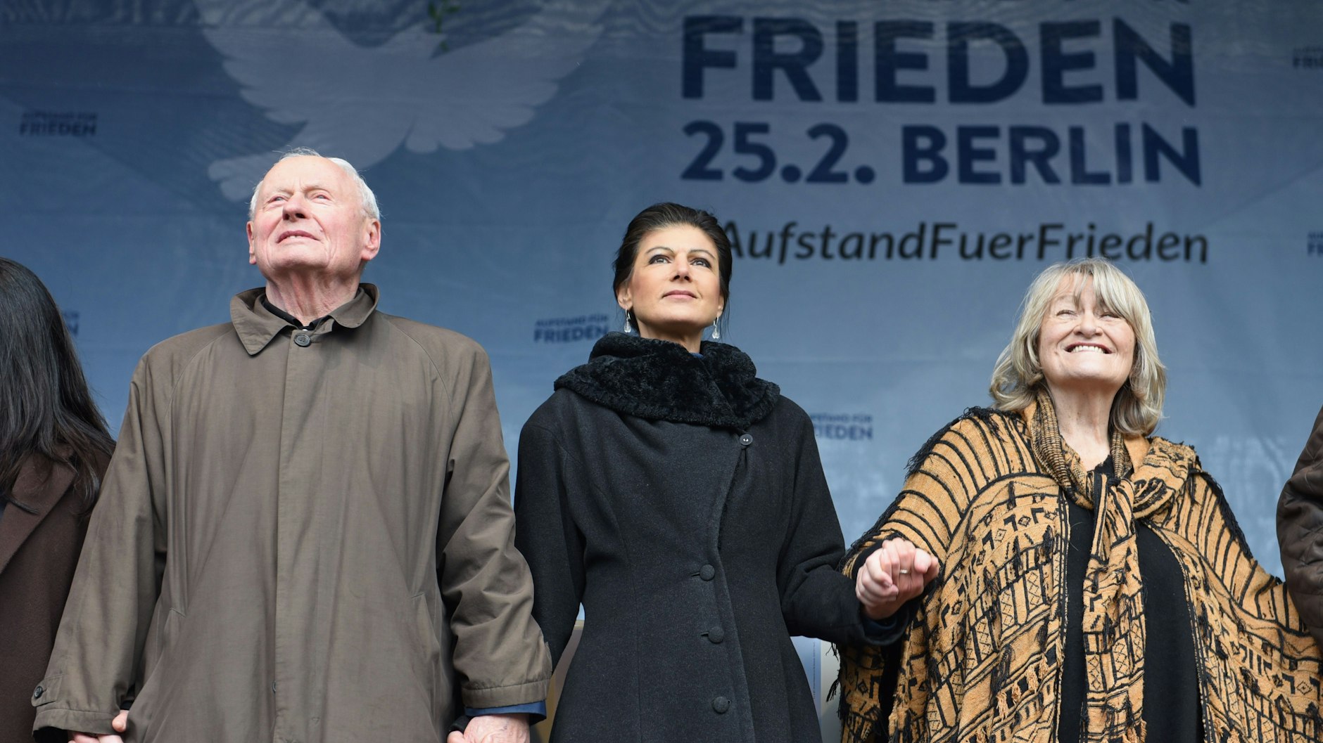 Auch Oskar Lafontaine stand auf der Bühne.