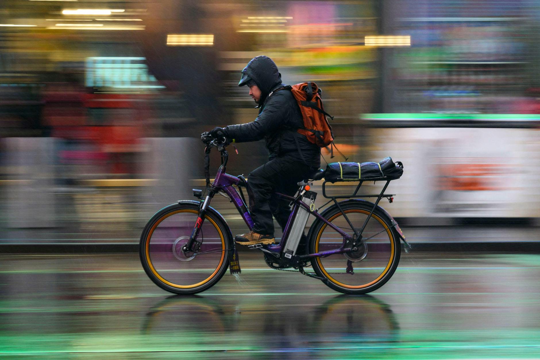 Radfahren am Times Square in New York. 