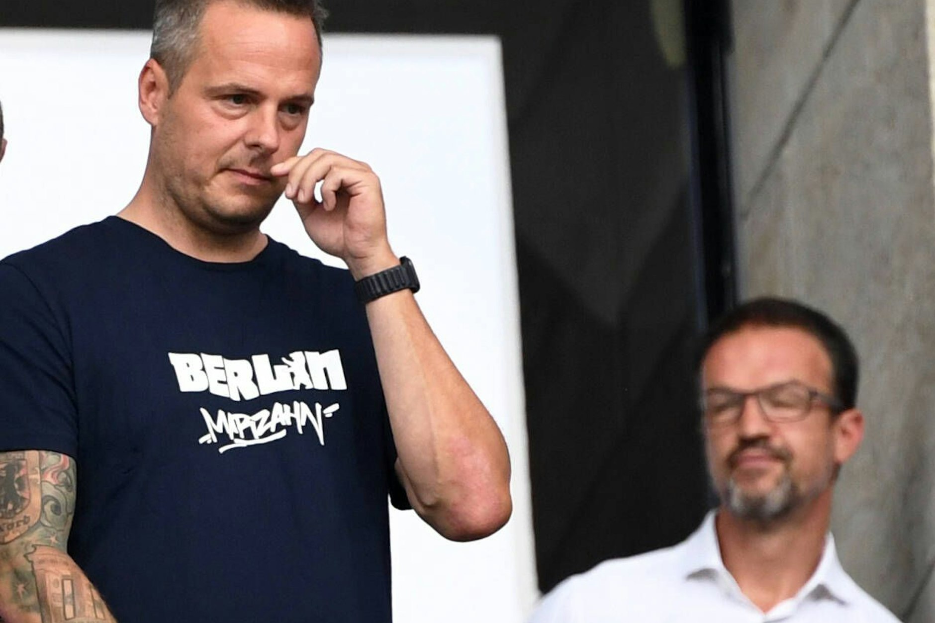 Haben sich im Moment nichts zu sagen: Hertha-Boss Kay Bernstein und Ex-Hertha-Manager Fredi Bobic (r.).