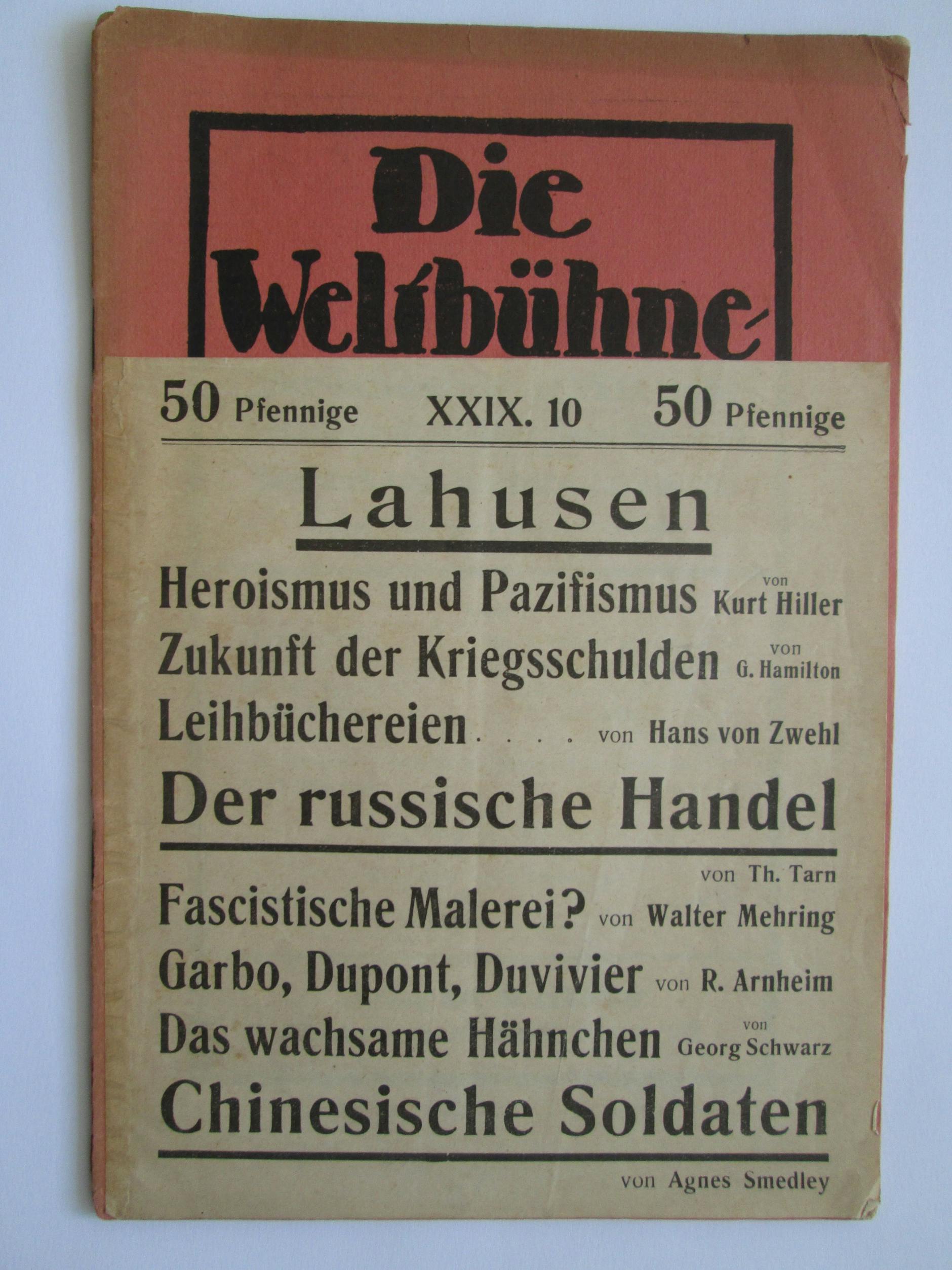 Ausgabe 10, Jahrgang 29, erschienen am 7. März 1933. Das Cover samt Umschlagbanderole der letzten (in Berlin) erschienenen Ausgabe.
