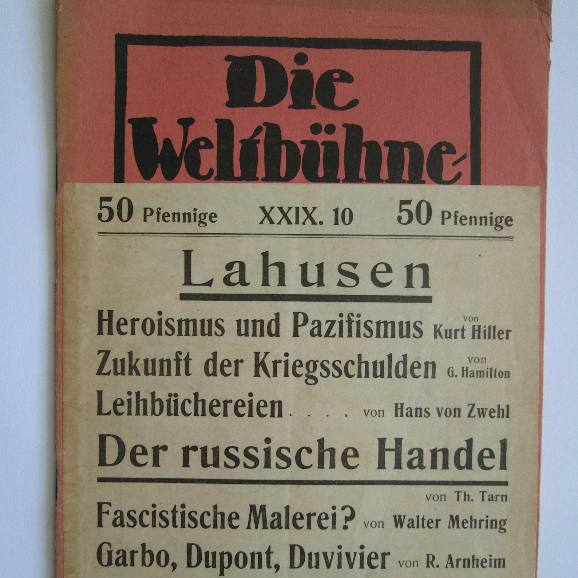 Heute vor 90 Jahren: Das NS-Regime verbietet die Berliner „Weltbühne“