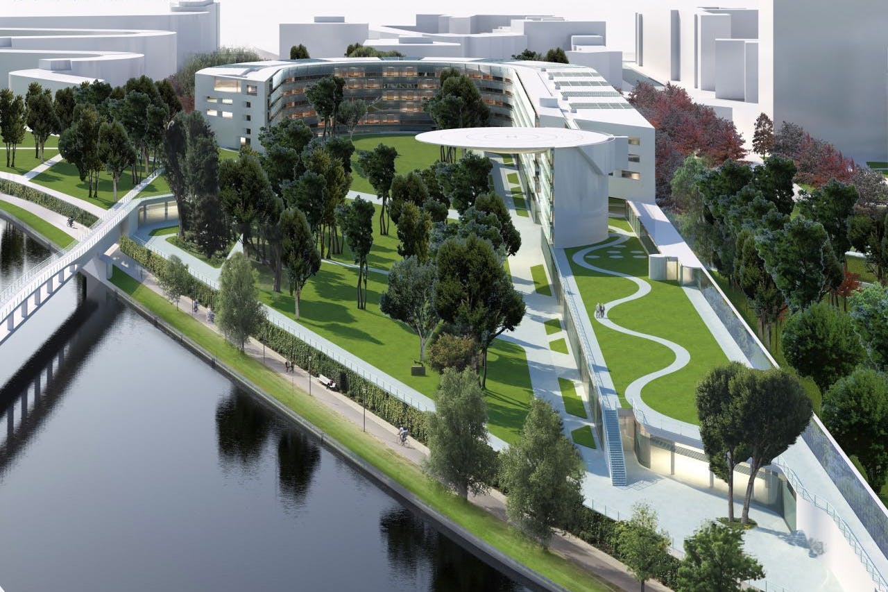 Simulation eines Erweiterungsbaus des Bundeskanzleramtes