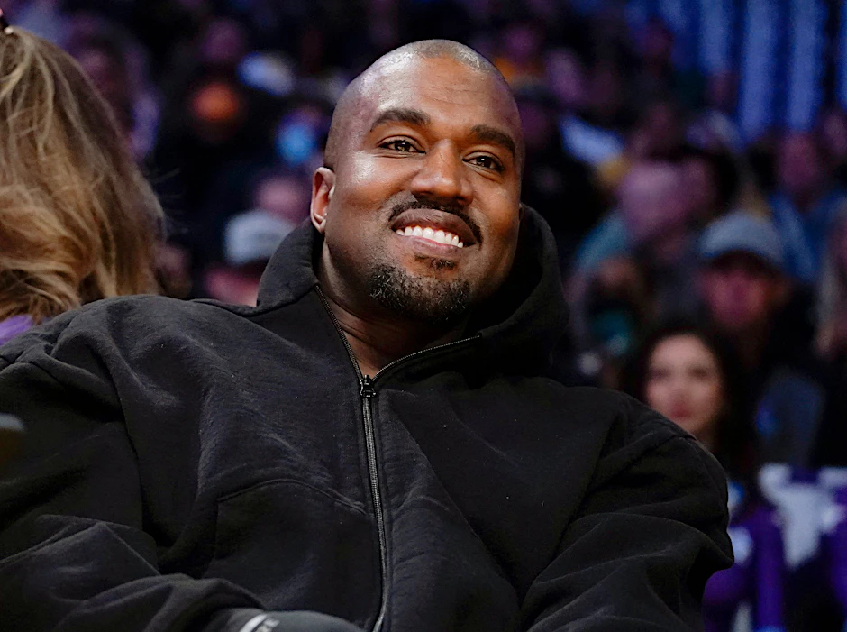 Gut drauf: Rapper Kanye West (45) beim NBA-Basketballspiel zwischen den Washington Wizards und den Los Angeles Lakers.&nbsp;