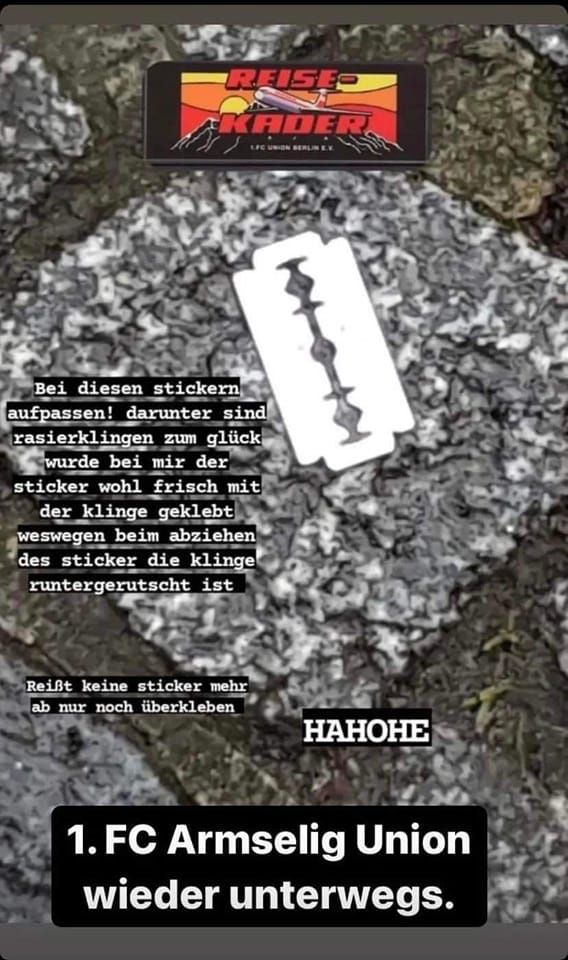 Alarmstufe Blut! Sticker-Rivalität zwischen Hertha BSC und dem 1. FC Union eskaliert: Rasierklingen unter Aufklebern?