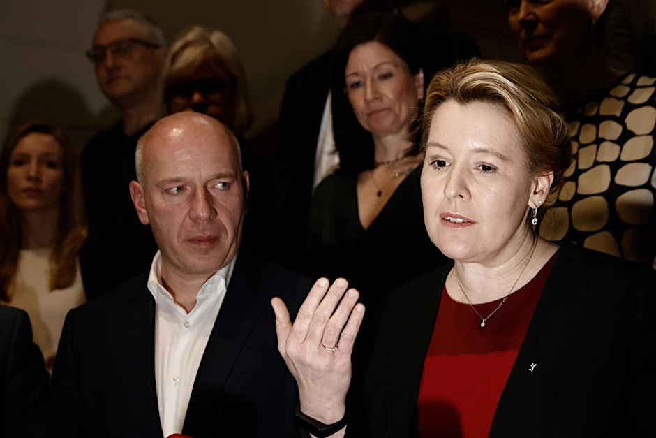 CDU-Chef Kai Wegner und die bisherige Regierende Bürgermeisterin Franziska Giffey (SPD) wollen Schwarz-Rot. Doch es gibt zunehmend Gegenwind aus der Berliner SPD.