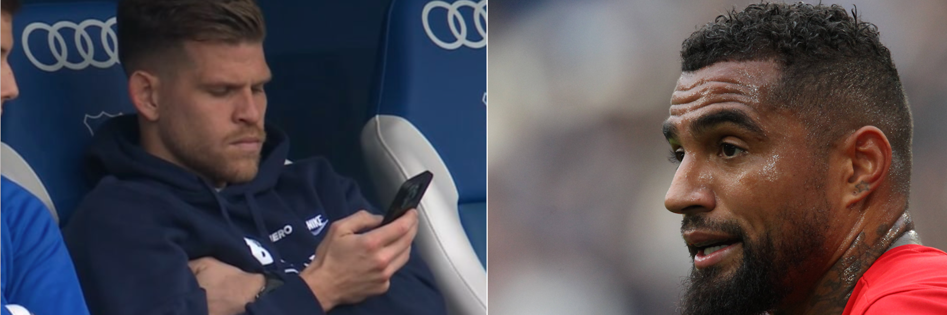 Herthas Stürmer Florian Niederlechner schaute auf der Bank auf sein Handy. Ein Shitstorm begann. Kevin-Prince Boateng verteidigte seinen Kollegen vehement.