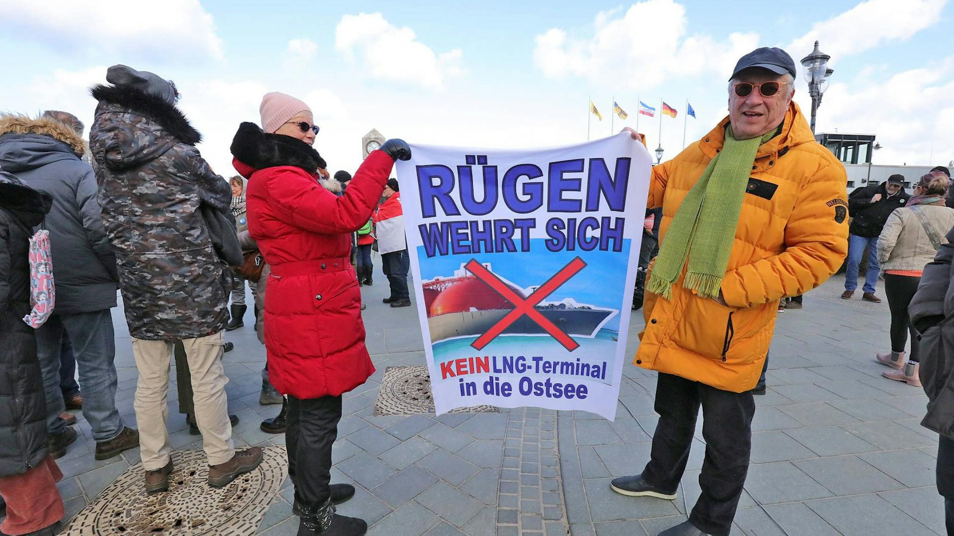 Proteste in Binz auf Rügen gegen die LNG-Terminals auf der Ostsee.