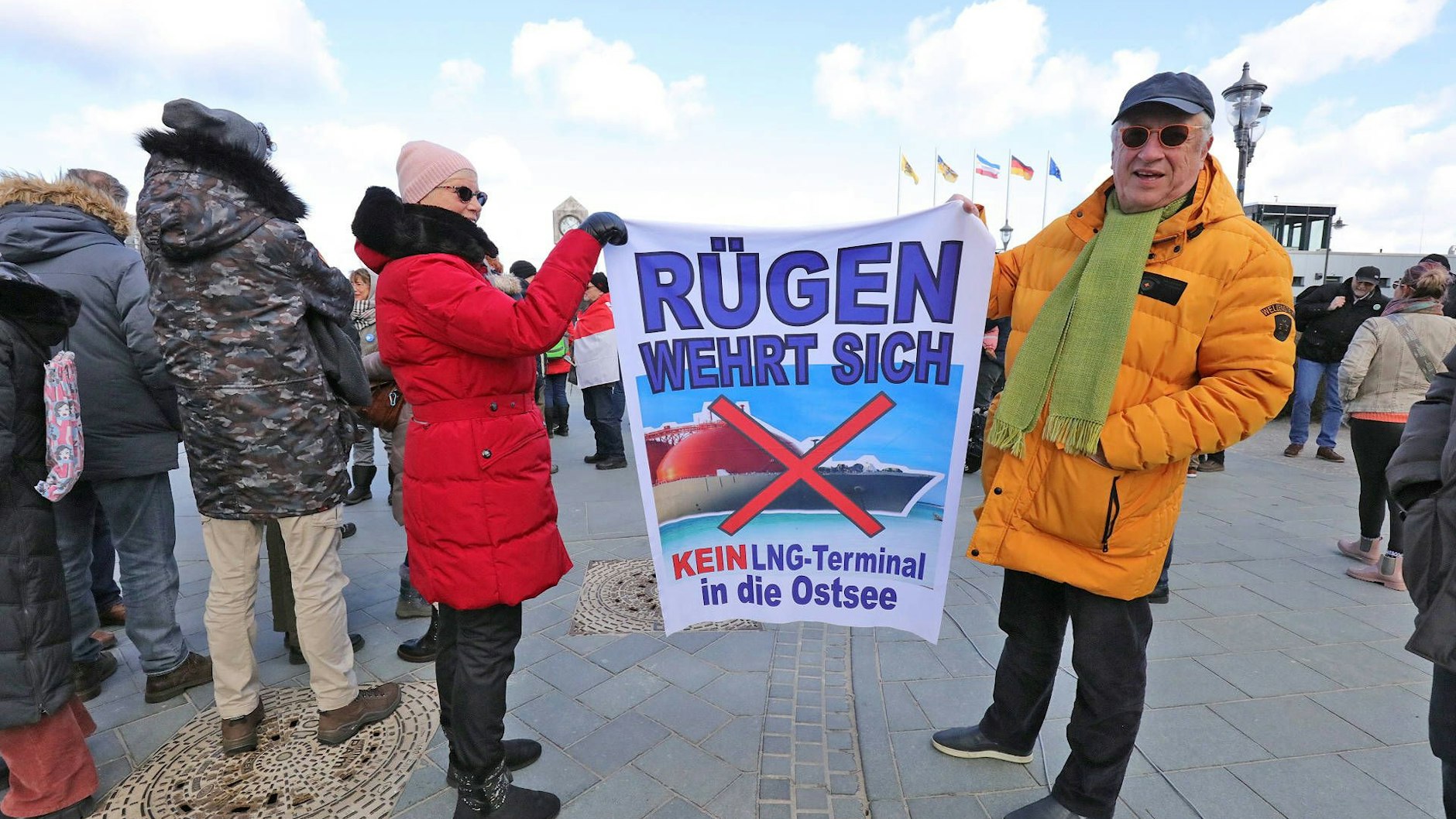 Proteste in Binz auf Rügen gegen die LNG-Terminals auf der Ostsee.