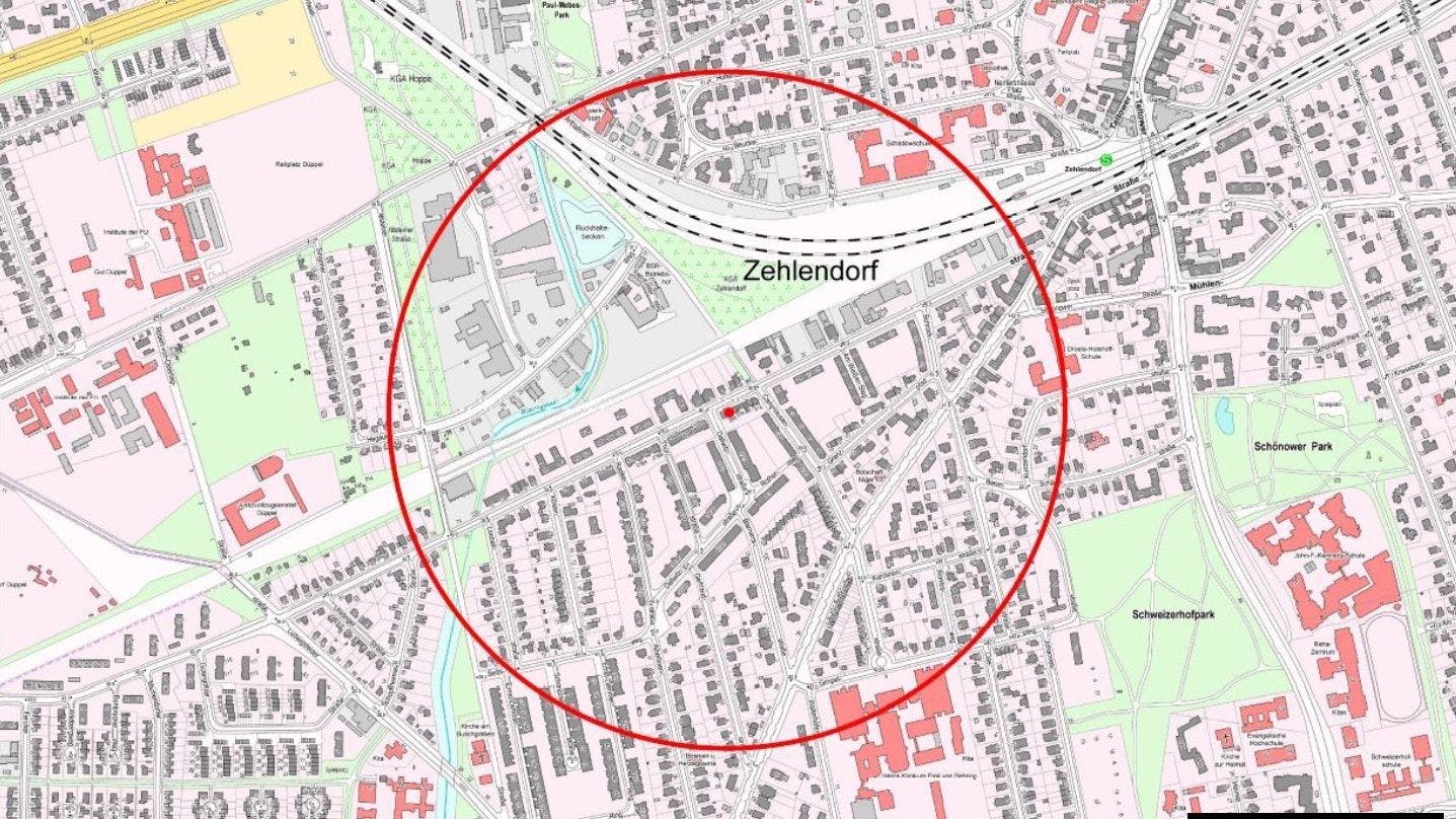 So sieht der Sperrkreis wegen der Weltkriegsbombe in Berlin aus.