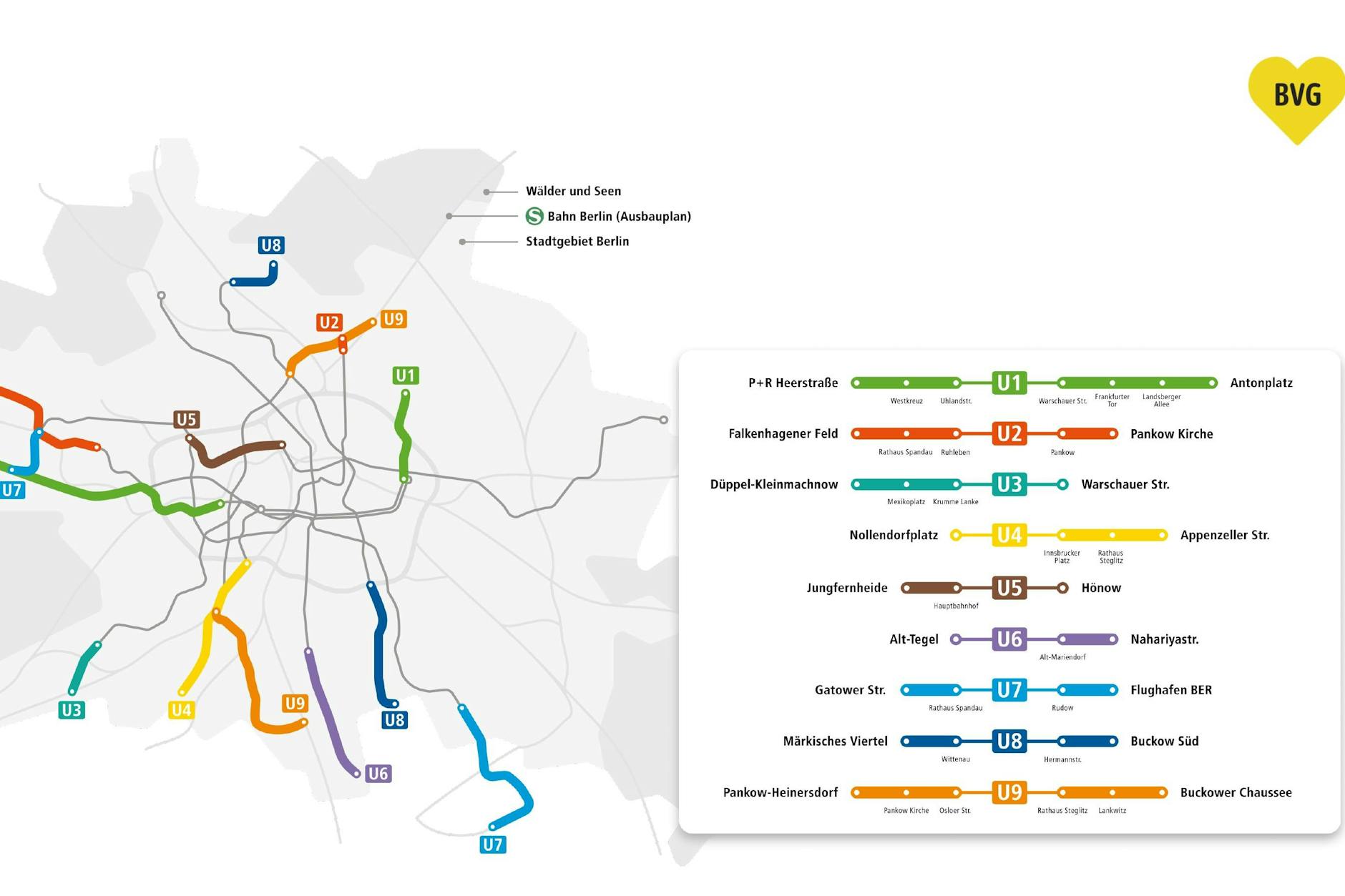 Neun U-Bahnlinien gibt es in Berlin. Alle Strecken sollen verlängert werden, sieht das BVG-Konzept vor.