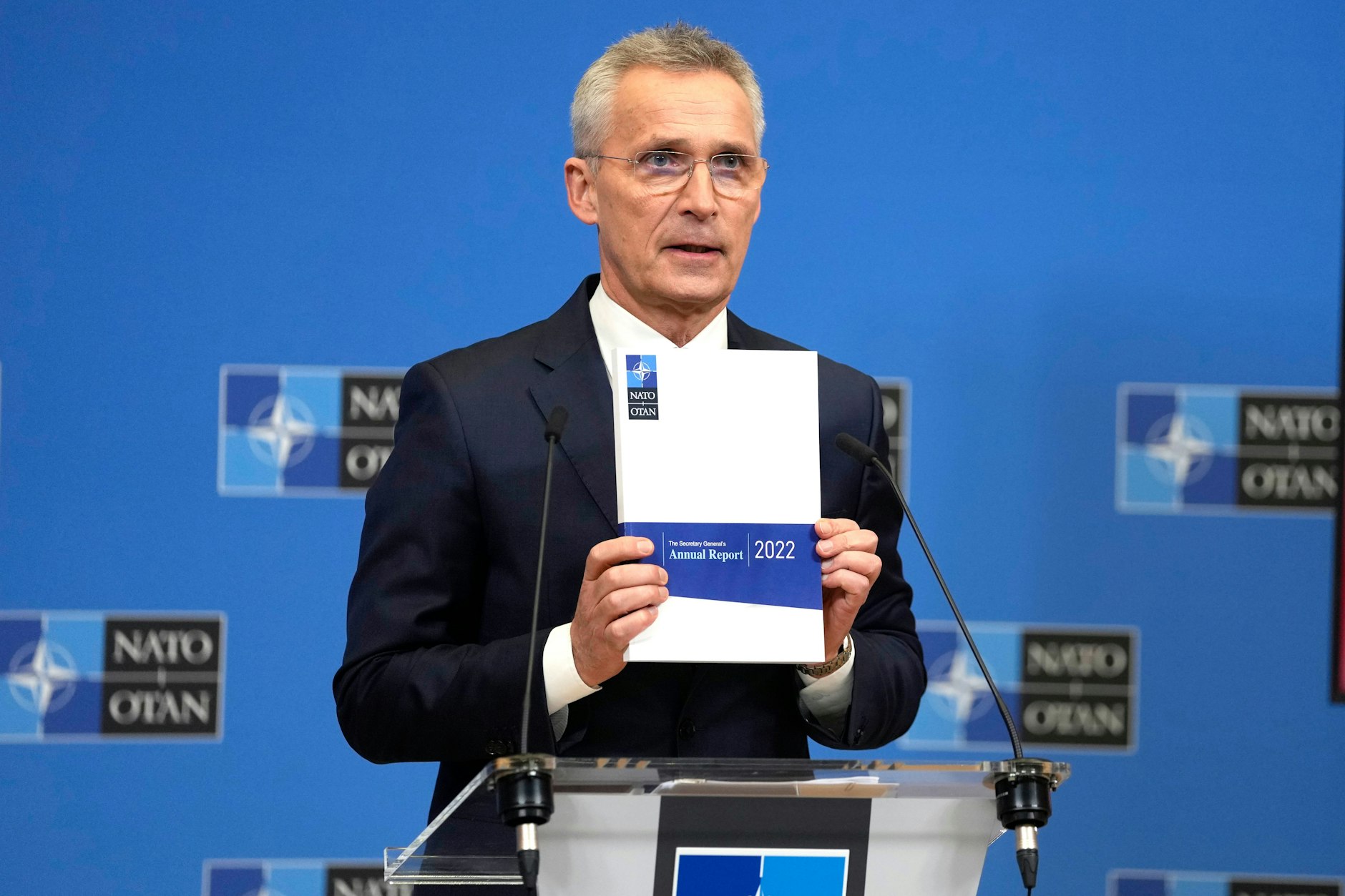 Nato-Generalsekretär Jens Stoltenberg präsentiert den Jahresbericht für 2022.&nbsp;