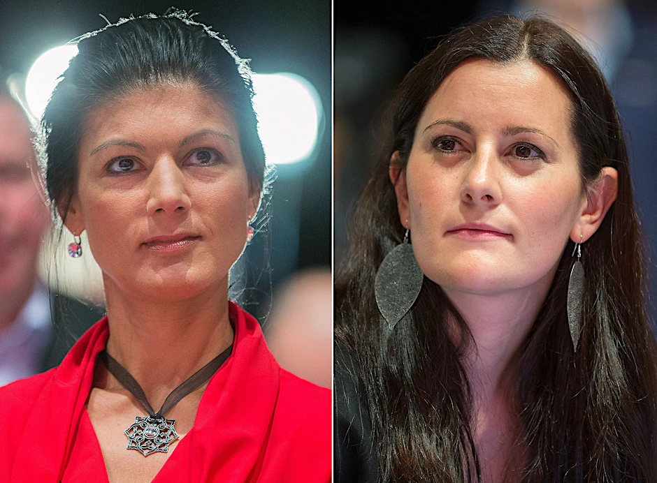 ARCHIV - Die Linke-Politikerinnen Sahra Wagenknecht (l) und Janine Wissler.  