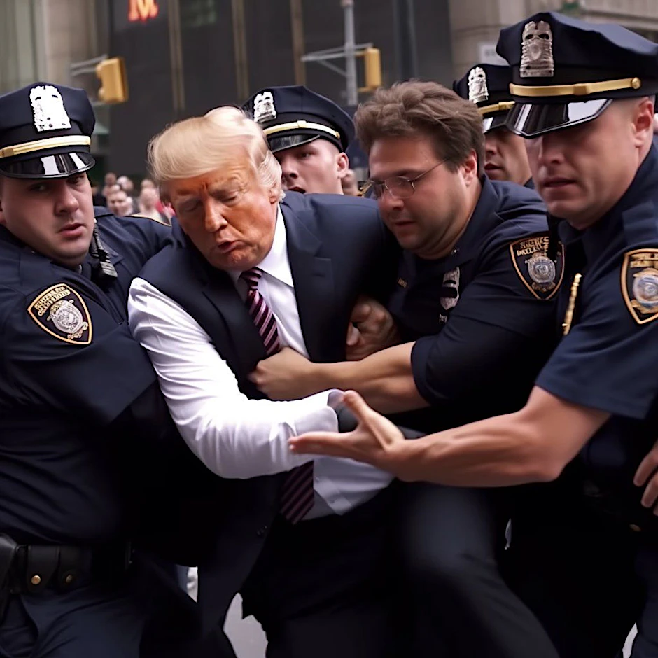 Der frühere US-Präsident Donald Trump wird in New York verhaftet: Das Bild ist nicht echt.&nbsp;