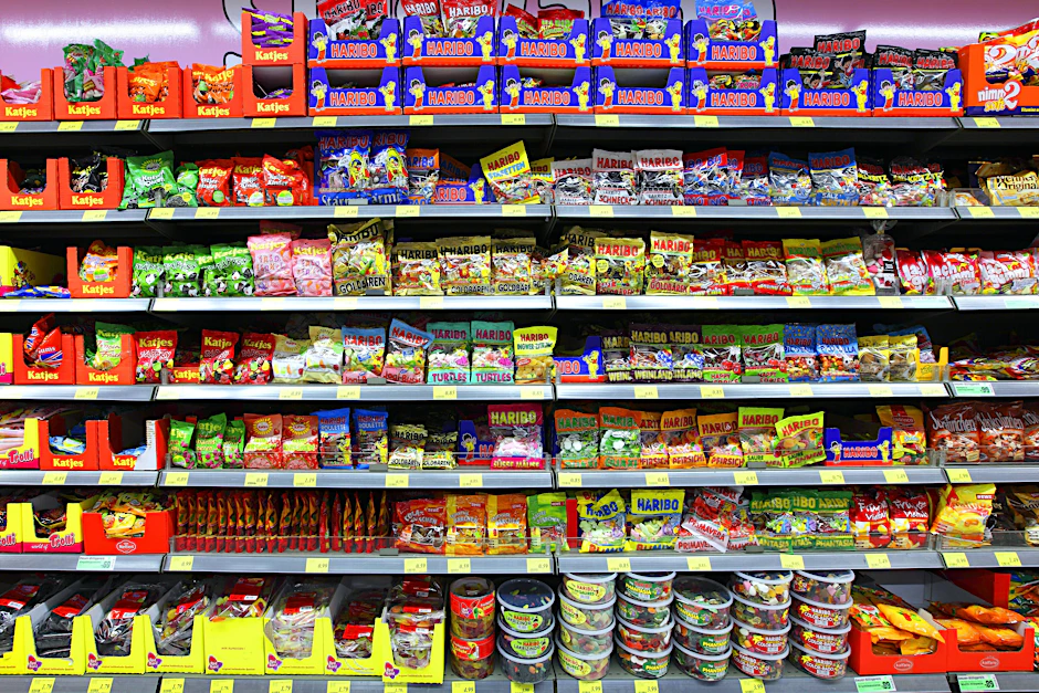 Süßigkeiten im Supermarkt.