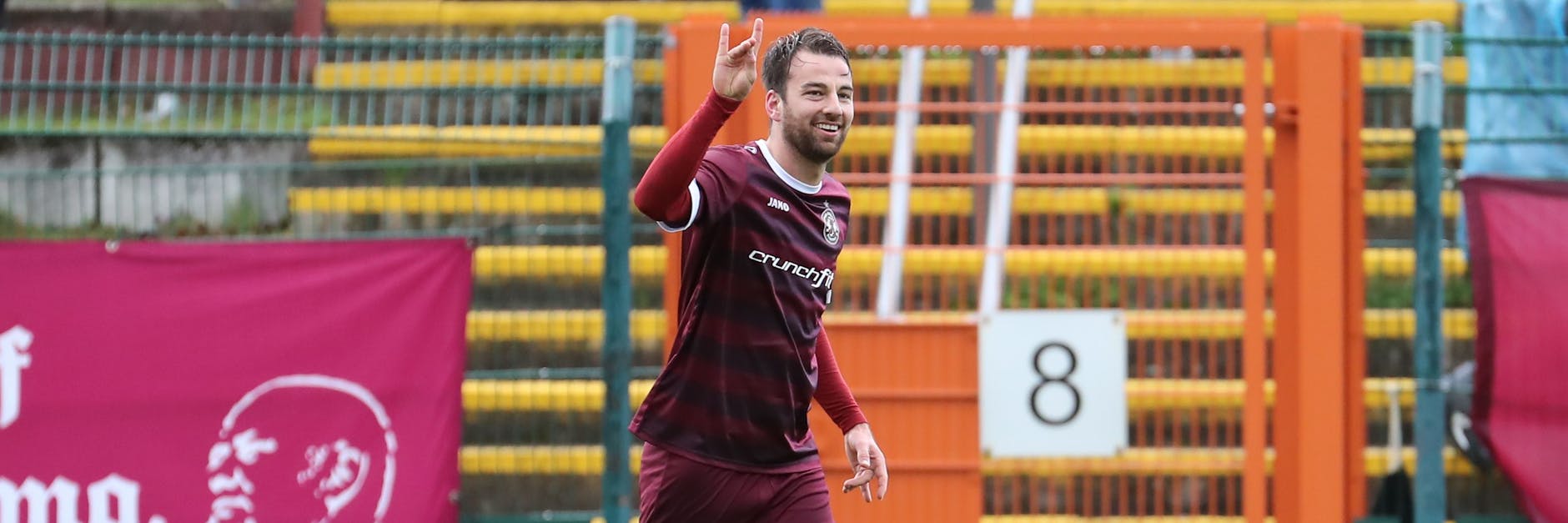 Christian Beck bejubelt das Tor des Tages für den BFC Dynamo beim Pokalfight gegen die VSG Altglienicke,