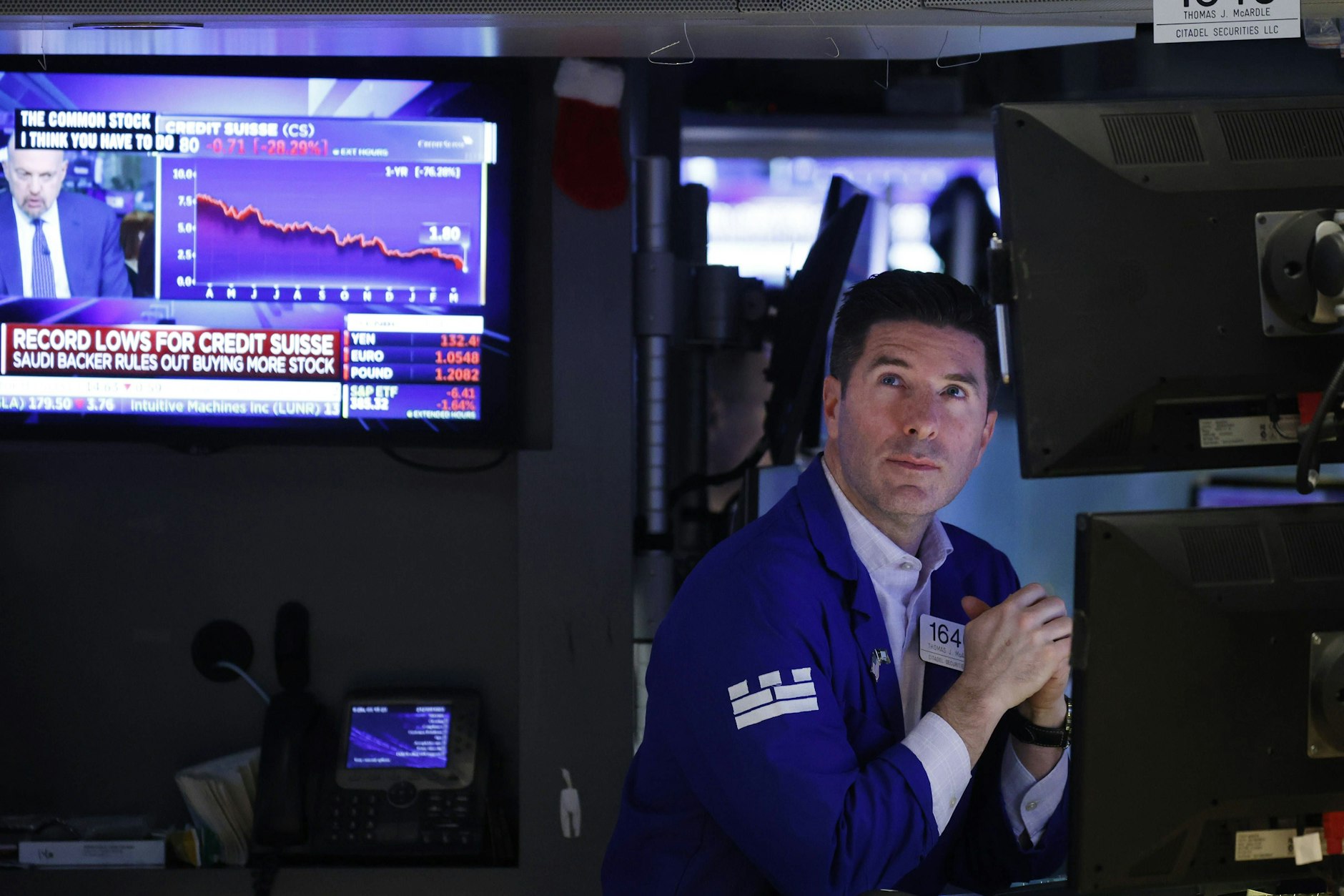 Ein Händler an der New Yorker Börse. Schöner Job!