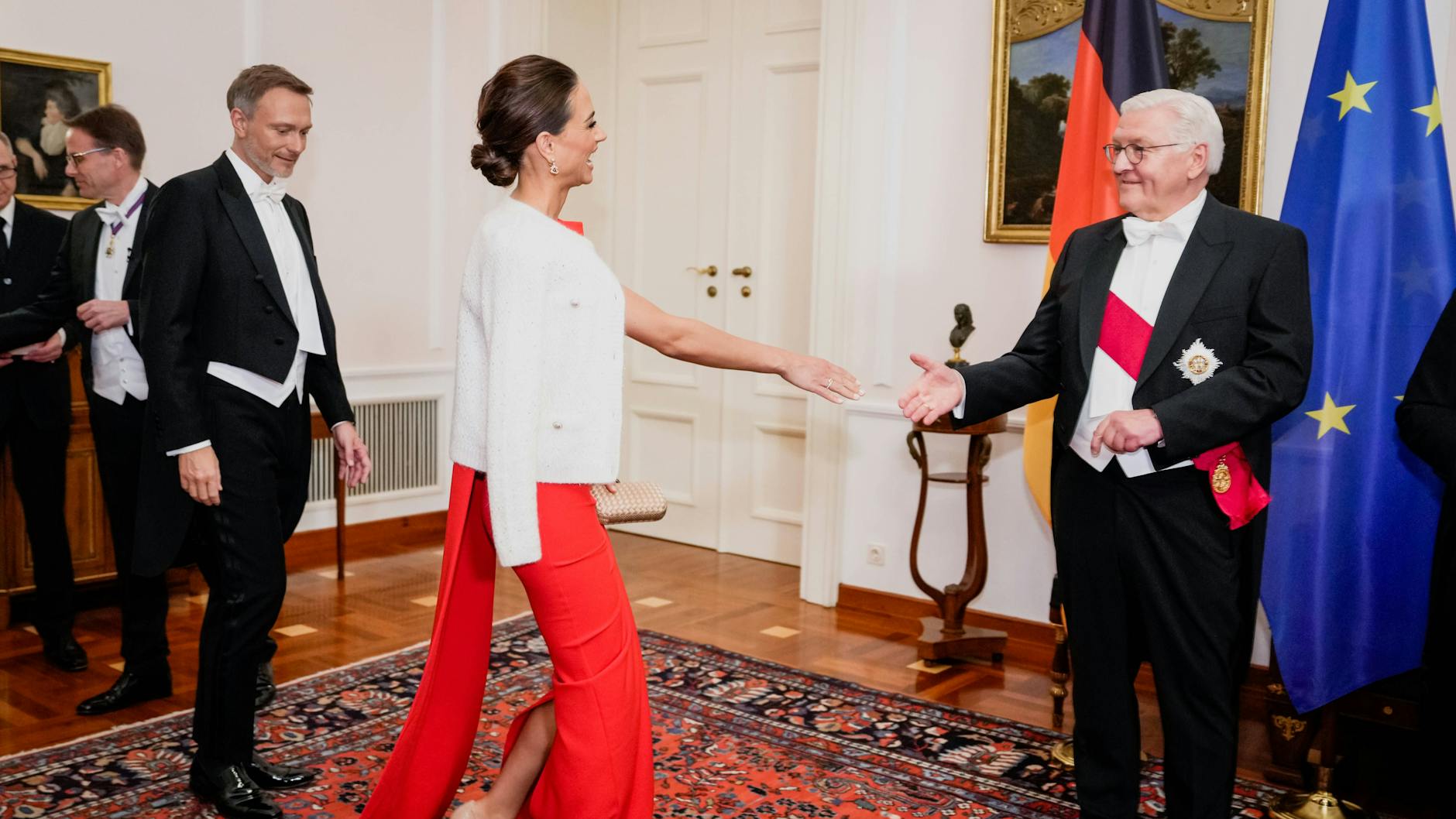 Finanzminister Christian Lindner brachte natürlich seine Frau, Franca Lehfeldt, mit zum Staatsbankett.