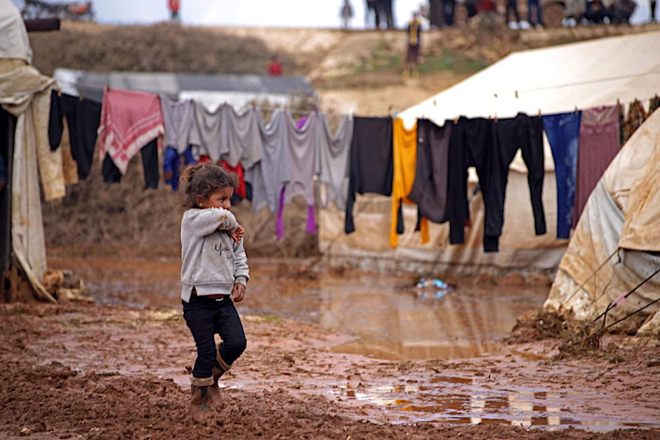 Ein Kind in einem Auffanglanger in der Provinz Idlib in Syrien