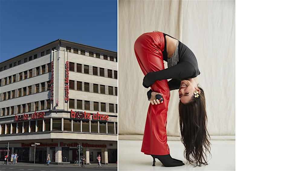 Früher und heute: Der ehemalige Berliner Store und ein aktuelles Kampagnenbild von Beate Uhse