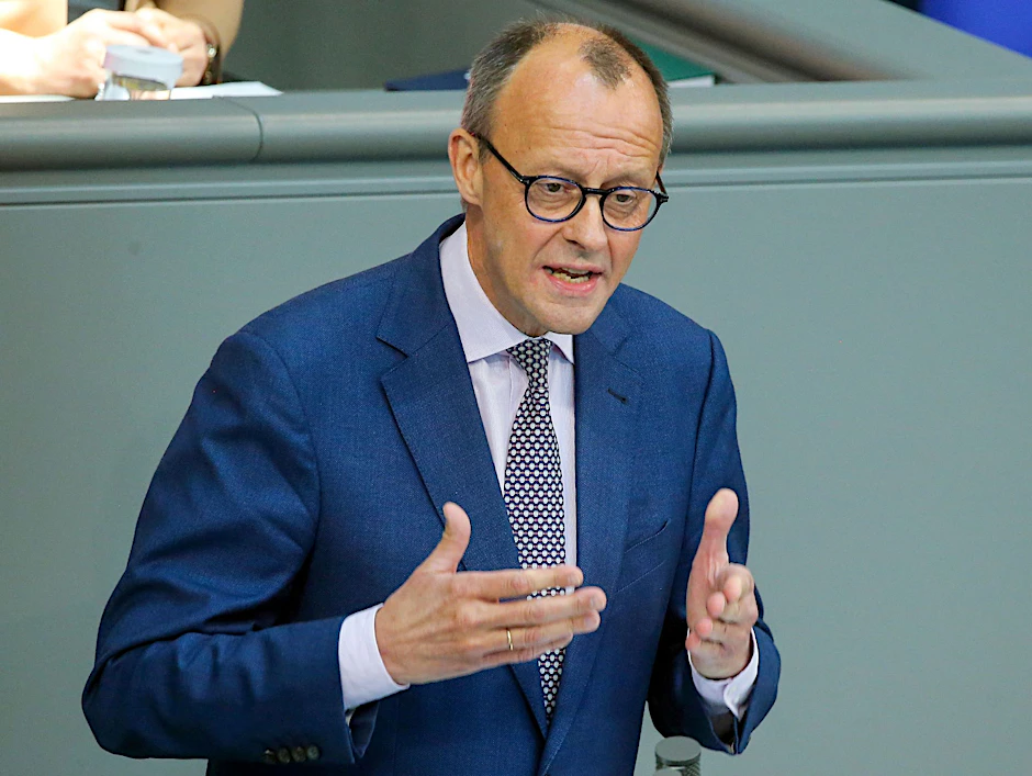 CDU-Chef Friedrich Merz während seiner Rede im Bundestag.
