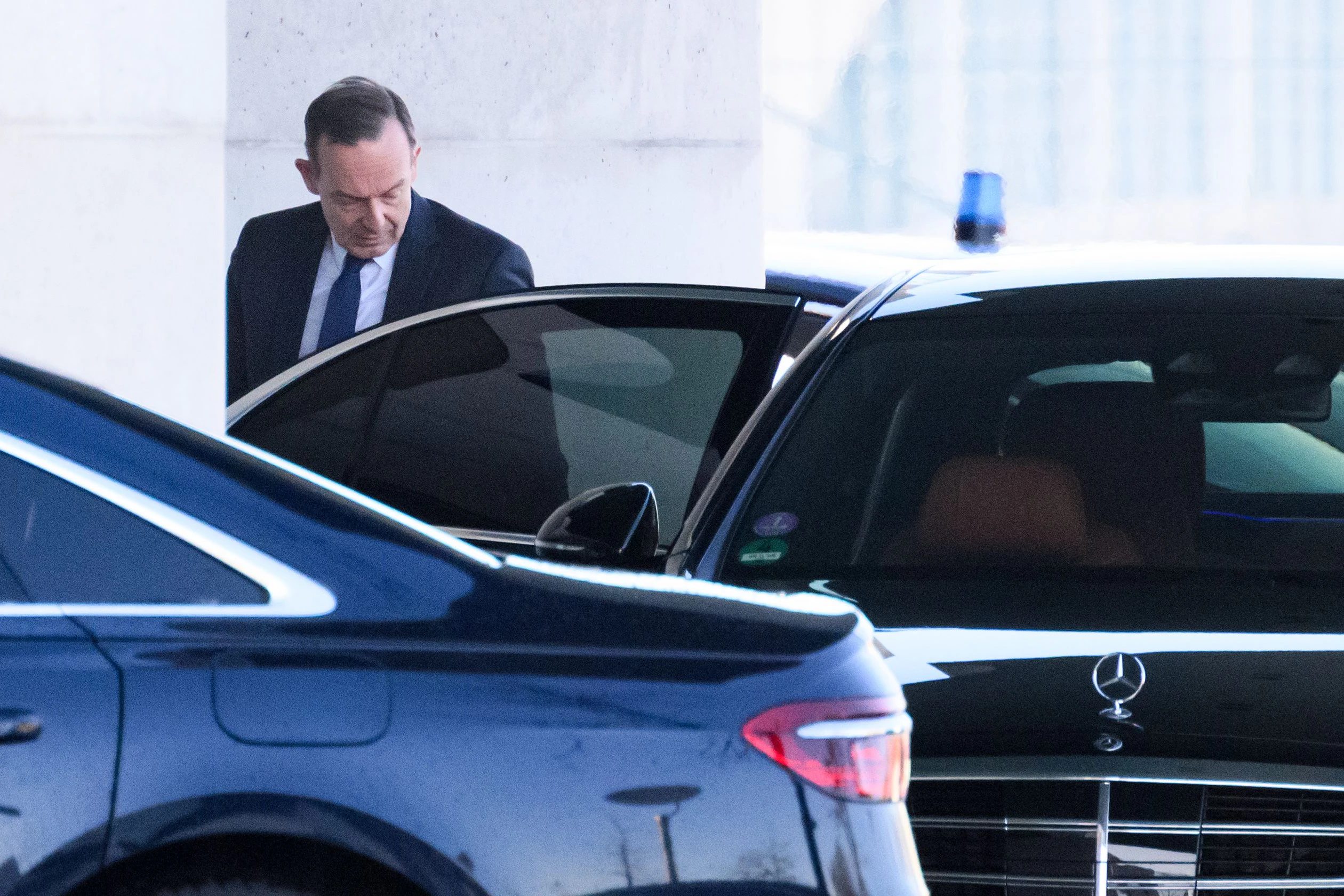 Volker Wissing (FDP), Bundesminister für Verkehr und Digitales, kommt zur Fortsetzung der Sitzung vom Koalitionsausschuss im Bundeskanzleramt, den 28. März 2023. Die Regierungsflotte fährt überwiegend immer noch mit Verbrennern.