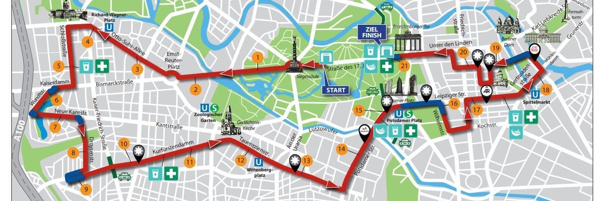 So sieht der Streckenplan beim diesjährigen Berliner Halbmarathon aus.