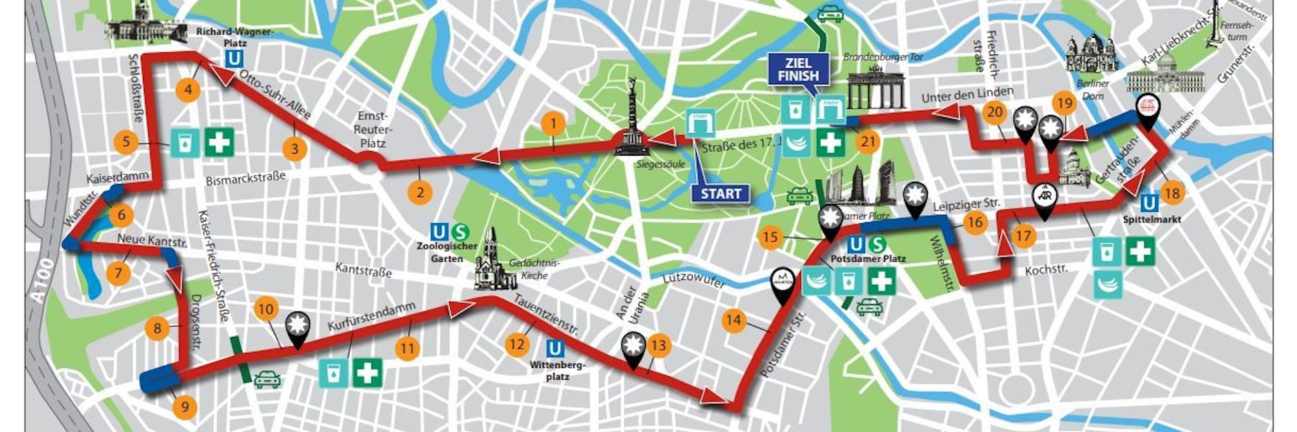 So sieht der Streckenplan beim diesjährigen Berliner Halbmarathon aus.