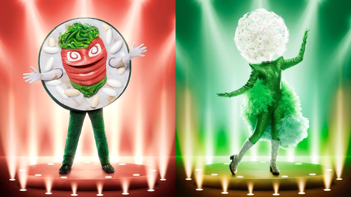Zwei der besonderen Kostüme aus Amerika: Sushi-Rolle und Pusteblume. Was wohl noch auf die Fans von The Masked Singer in Deutschland wartet?
