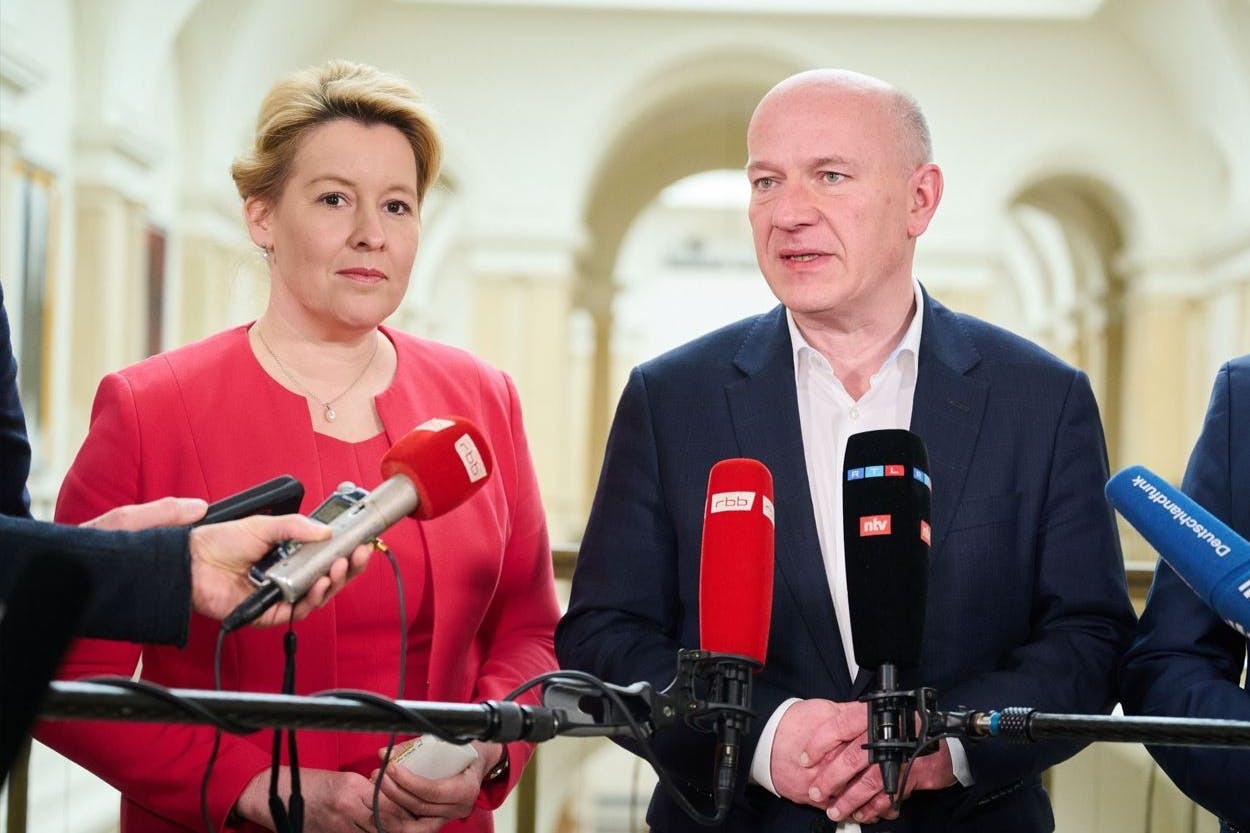 Die Koalitionäre: Franziska Giffey (SPD) und Kai Wegner (CDU).
