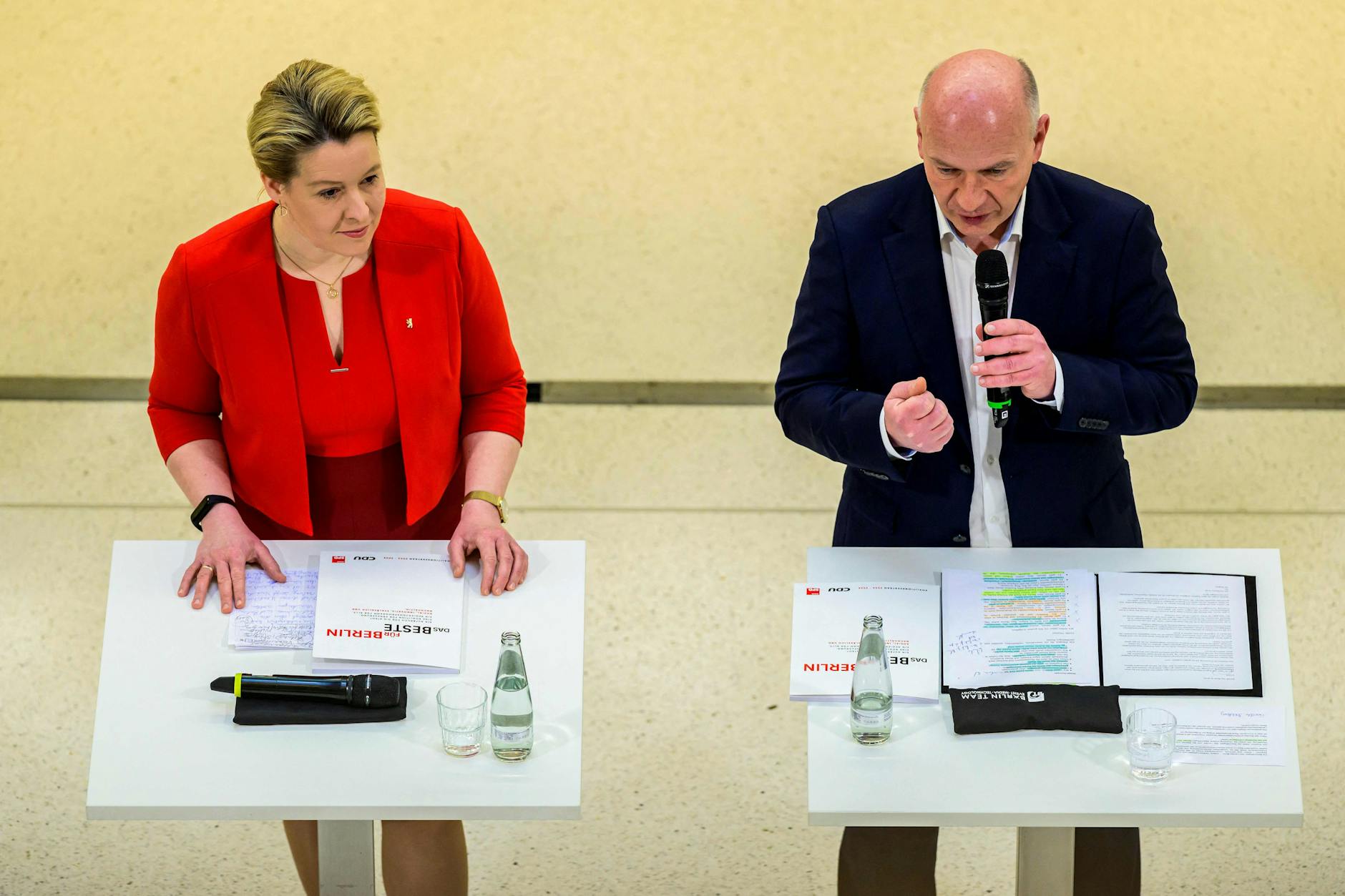 „Das Beste für Berlin“ wollen Franziska Giffey (l.) und Kai Wegner (r.) mit ihrer Koalition erreichen.