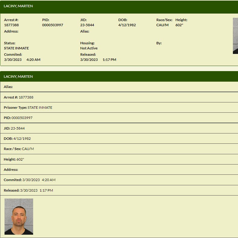 Die Polizeiakte von Marten Laciny, die die Behörden in North Carolina online gestellt haben