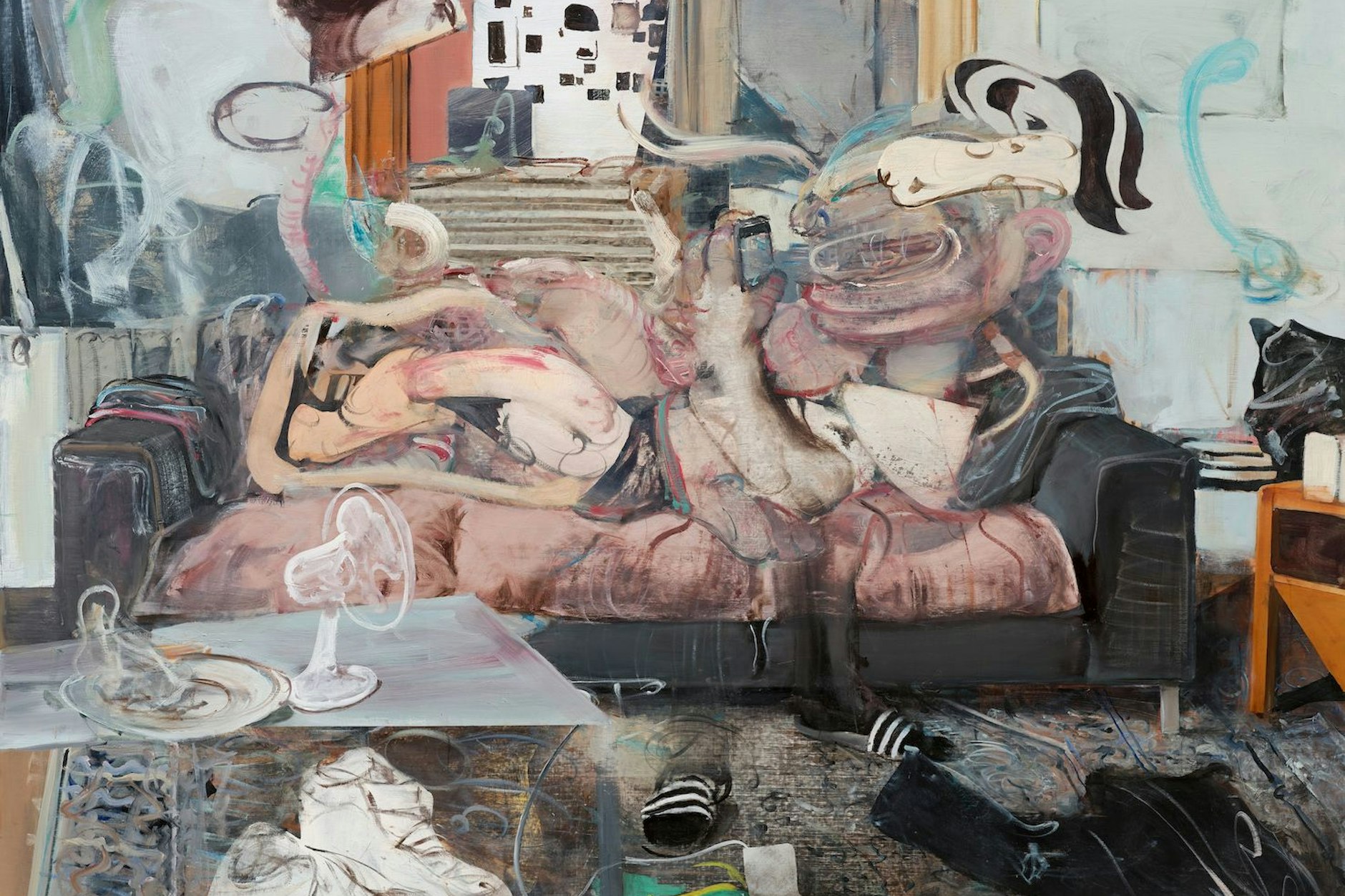 Das verwahrloste Leben eines Netz-Junkies. Der Maler Adrian Ghenie nennt sein Ölgemälde von 2023 schon mal prophetisch: „Summer Indoor“.