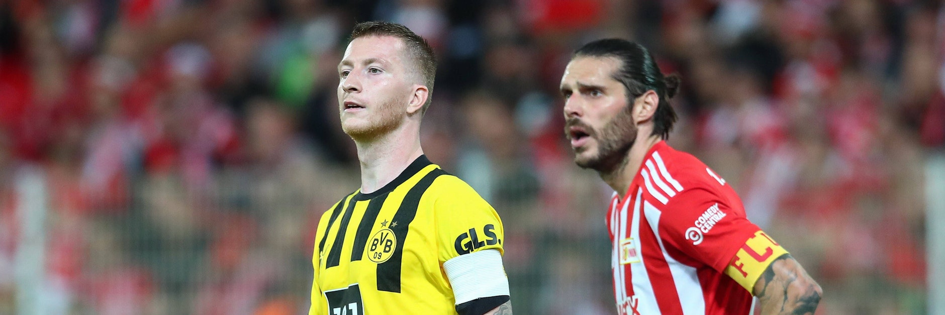Kapitäne unter sich: Dortmunds Marco Reus und Christopher Trimmel vom 1. FC Union