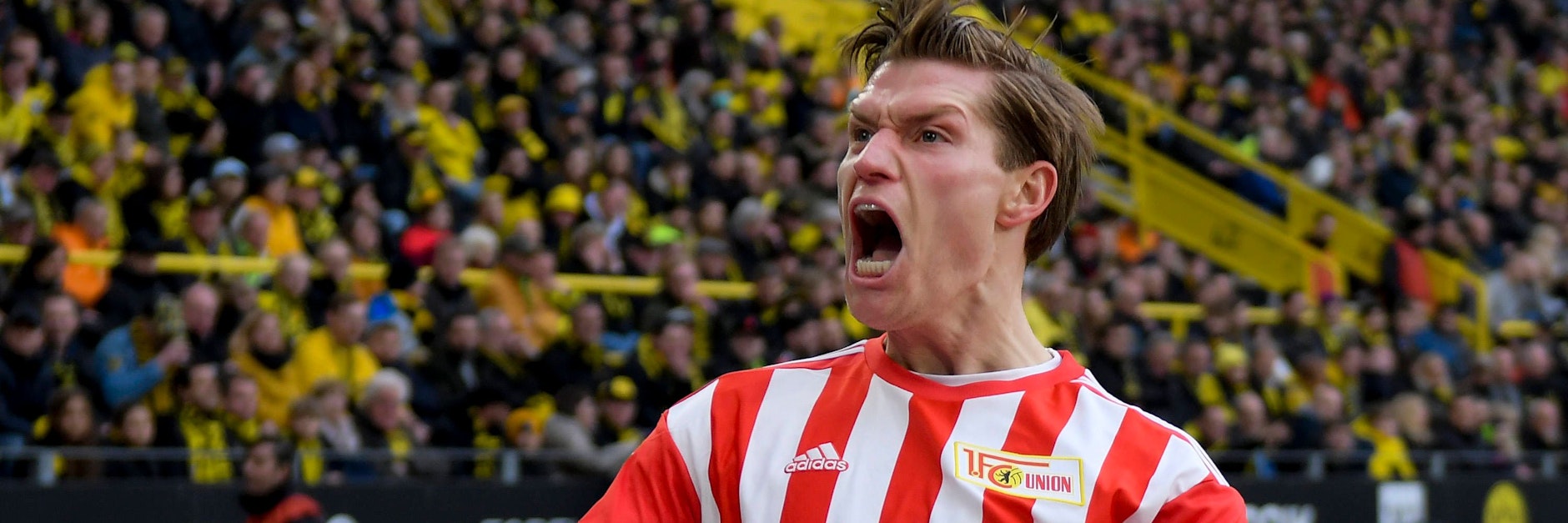 Wenn er gleich grün wird, ist es Hulk! Wenn nicht, ist es Kevin Behrens. Der 32-Jährige bejubelt bei Borussia Dortmund seinen siebten Ligatreffer für den 1. FC Union.