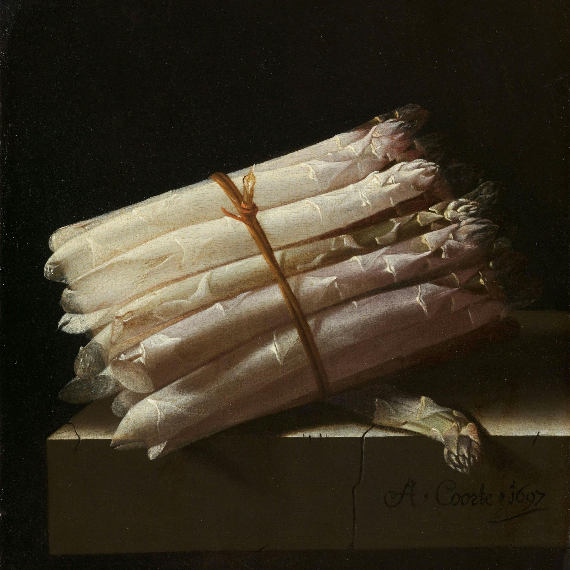 Weißer Spargel: Gemälde von Adriaen Coorte, 1697.