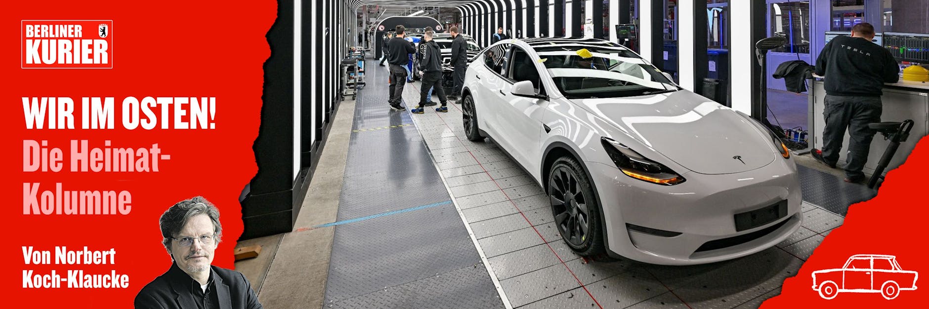 Ein fertiges Elektroauto fährt in der Tesla-Fabrik vom Band. Trotz Inflation und Energiekrise sorgt das Unternehmen für einen Aufschwung Ost. Nicht jeder freut sich darüber.