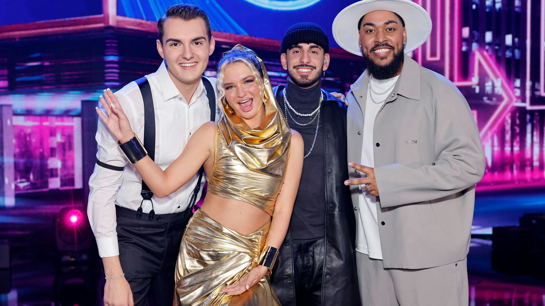 Lorent Berisha, Monika Gajek, Kiyan Sepehr Yousefbeik und Sem Eisinger waren die Finalisten von DSDS 2023.
