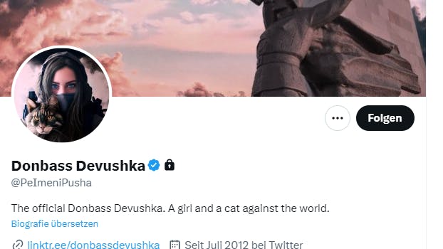 Das Twitter-Profil der Propaganda-Verbreiterin.