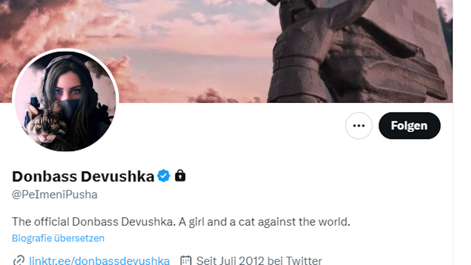 Das Twitter-Profil der Propaganda-Verbreiterin.