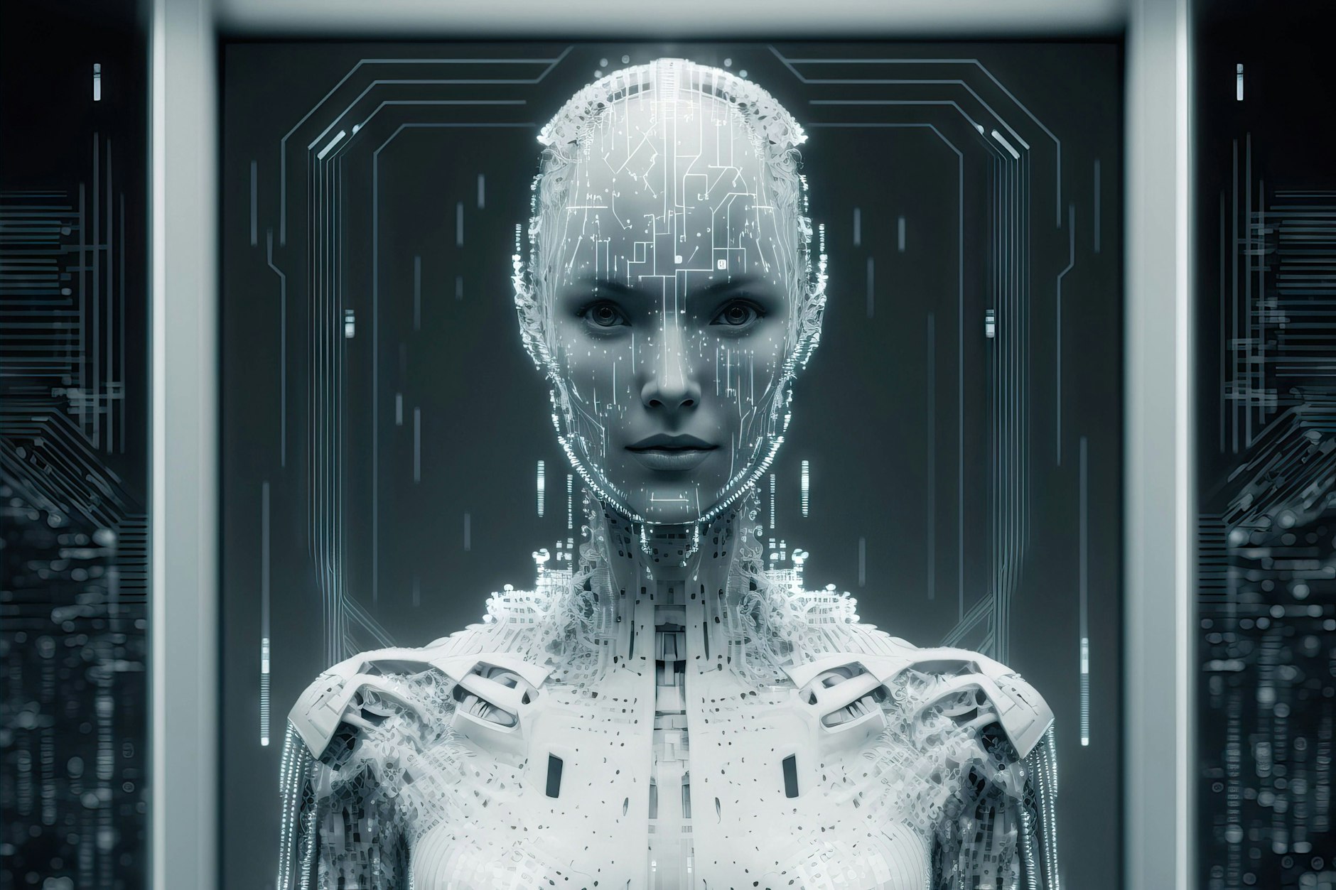 Illustration eines humanoiden Roboters.