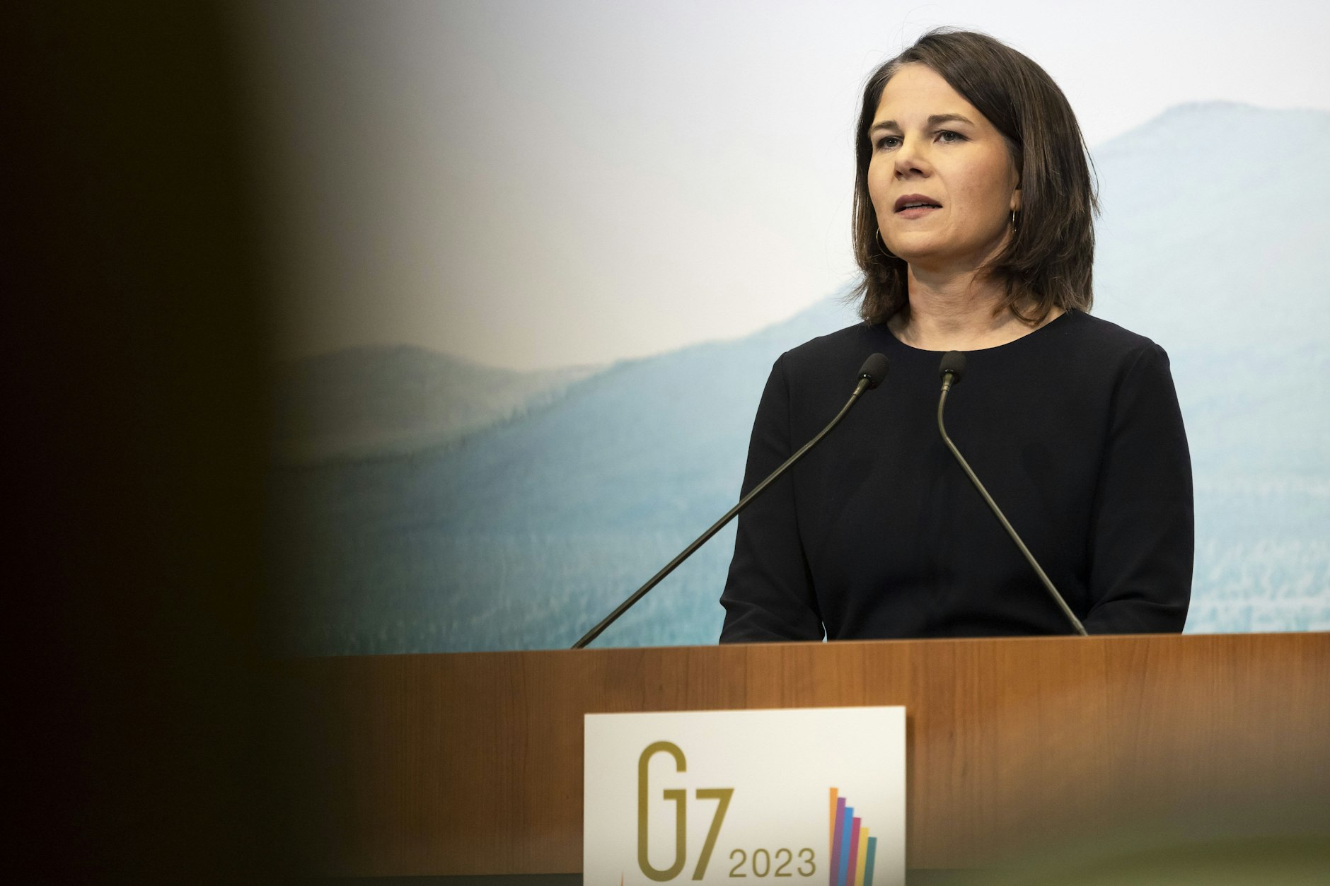 Annalena Baerbock (Bündnis 90/Die Grünen), Bundesaußenministerin, aufgenommen bei einem Pressestatement im Rahmen des Treffens der G7-Außenministerinnen und -Außenminister in Karuizawa.