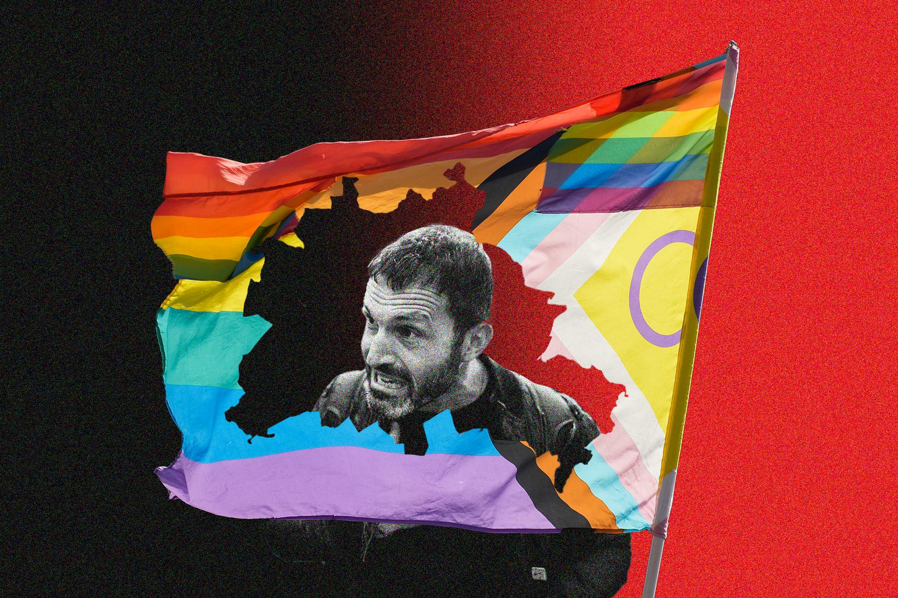 Die intersex-progressive Regenbogenfahne mit Aktivist und SPD-Mann Alfonso Pantisano.