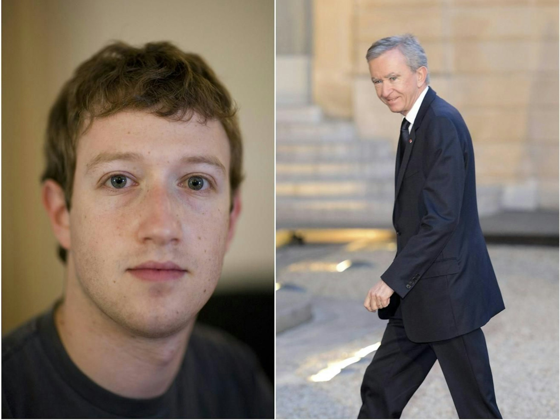 Sehen Sie, Sie sehen nichts: Die Milliardäre Mark Zuckerberg (links) und Bernard Arnault kleiden sich diskret.
