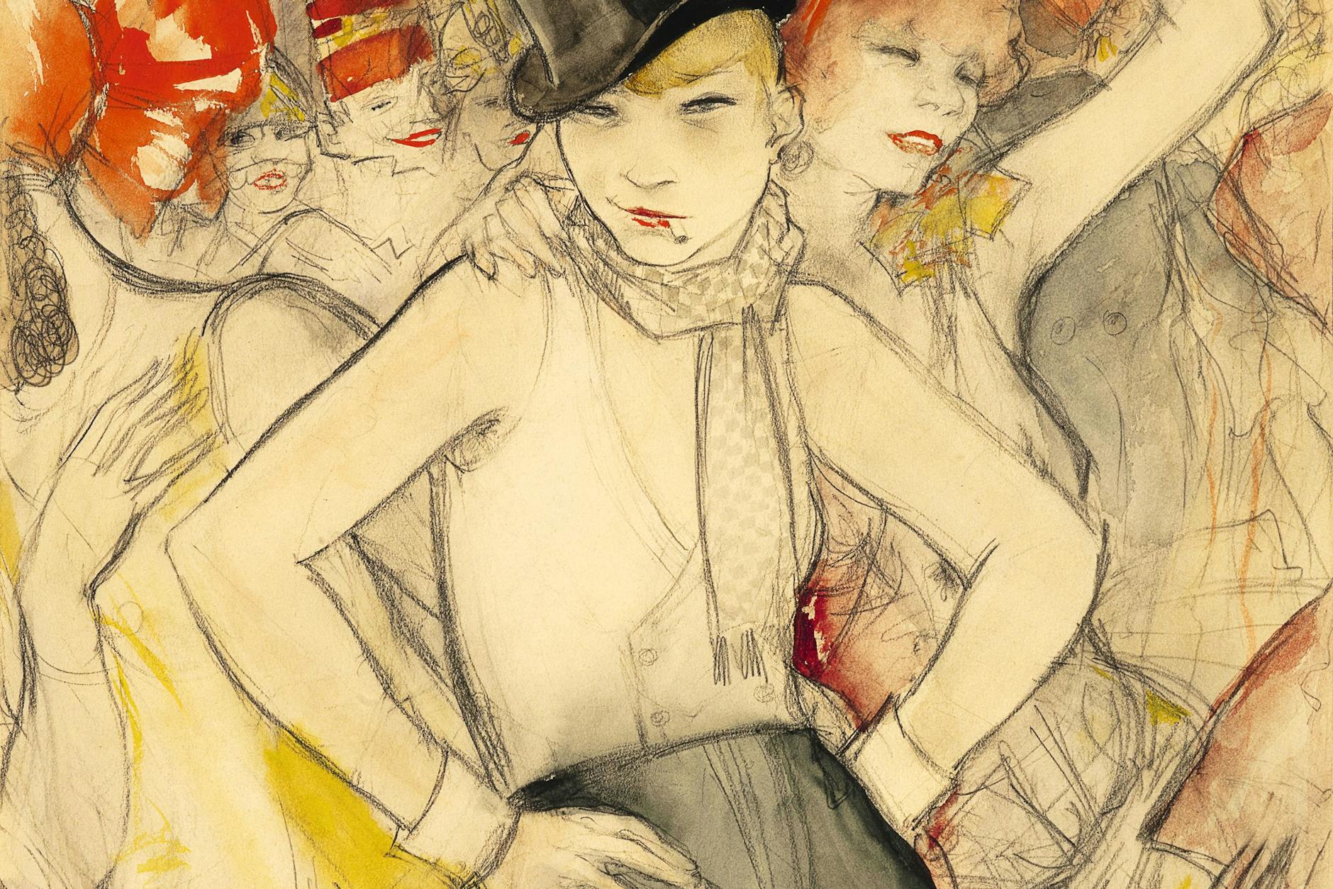 Selbstbewusst, modisch, unabhängig. So zeichnete Jeanne Mammen Berliner Frauen. Das Aquarell „Sie repäsentiert“ erschien 1928 in der bekannten Satirezeitschrift Der Simplicissimus.